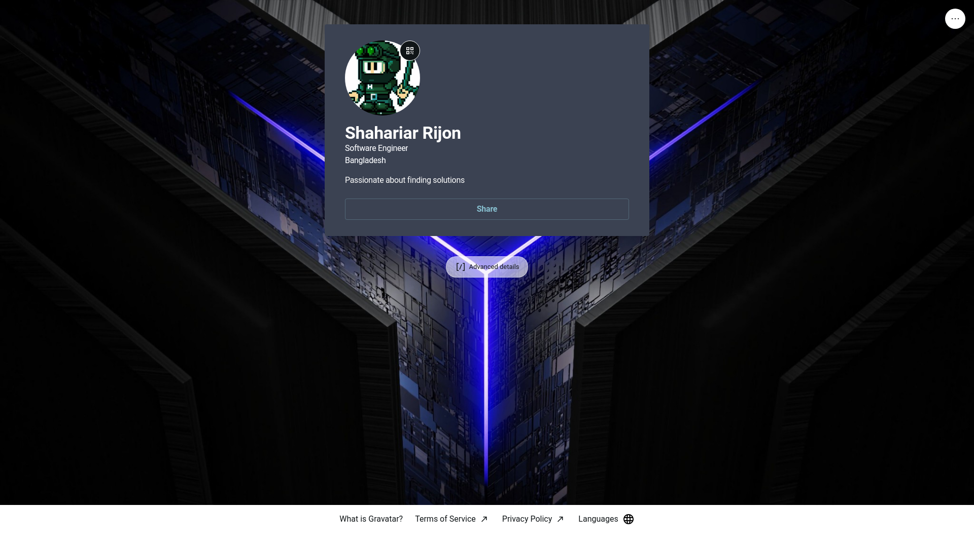 website screenshot of https://rijonshahariar.bio/