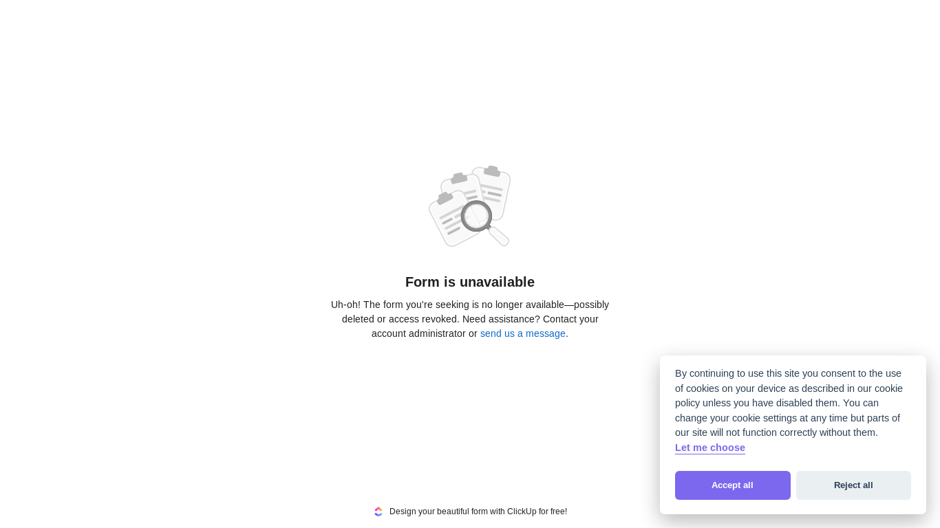 website screenshot of https://forms.clickup.com/14238151/f/djge7-40811/R0OPW9HKTJG257SI9Q