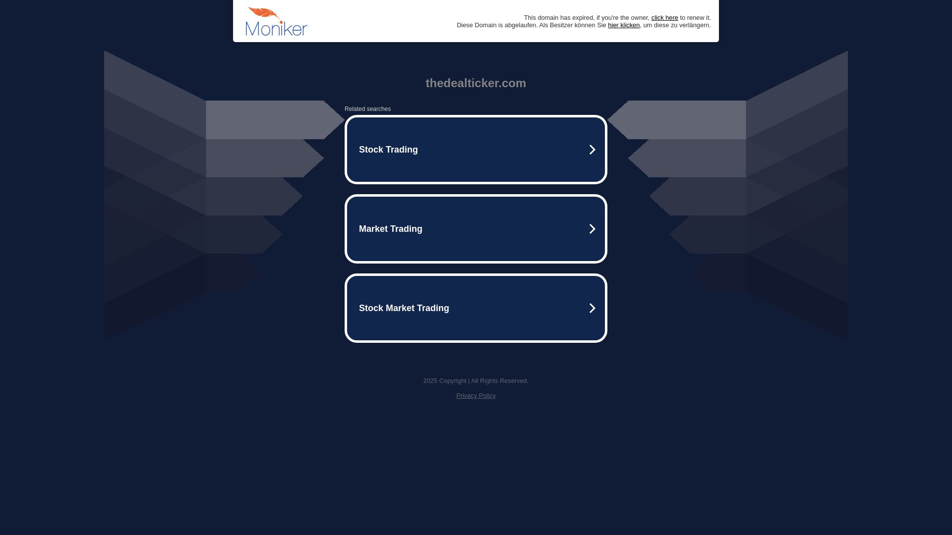 website screenshot of https://thedealticker.com/
