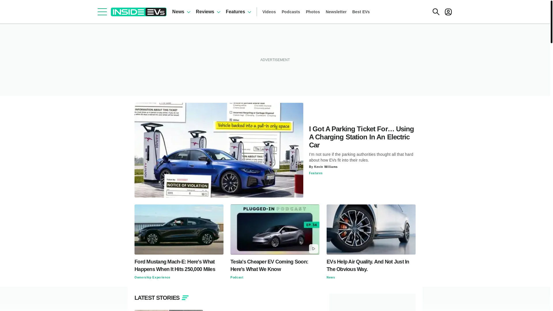 website screenshot of https://insideevs.com/