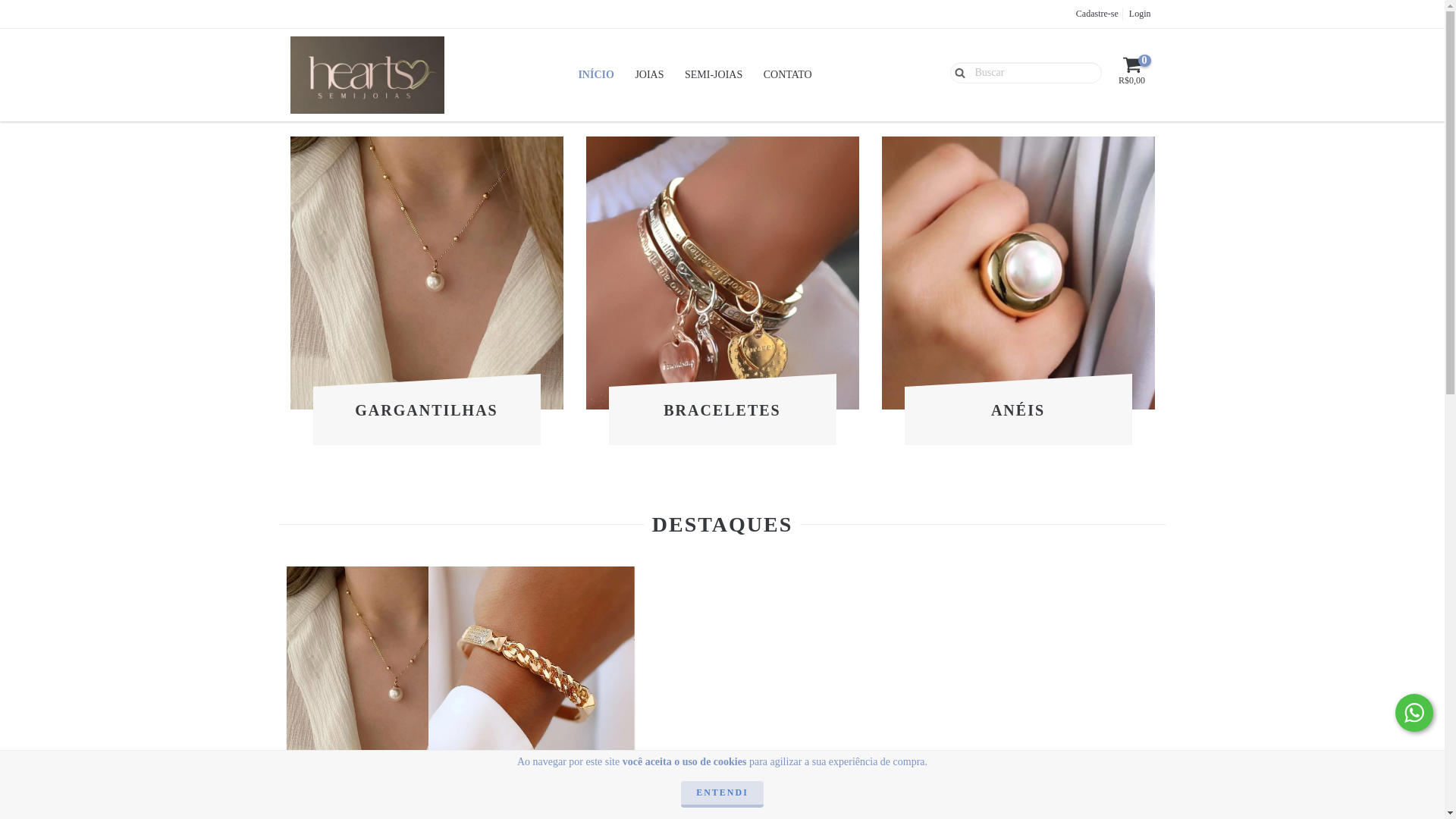 website screenshot of https://heartsjoias.com.br/