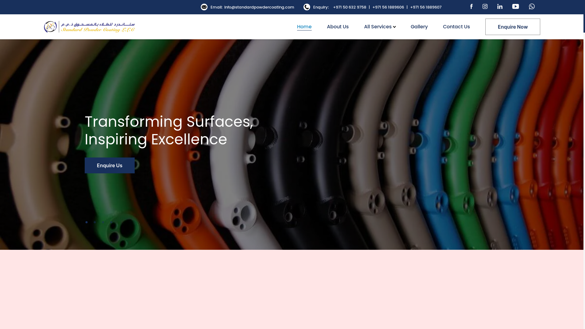 website screenshot of https://standardpowdercoatings.com/