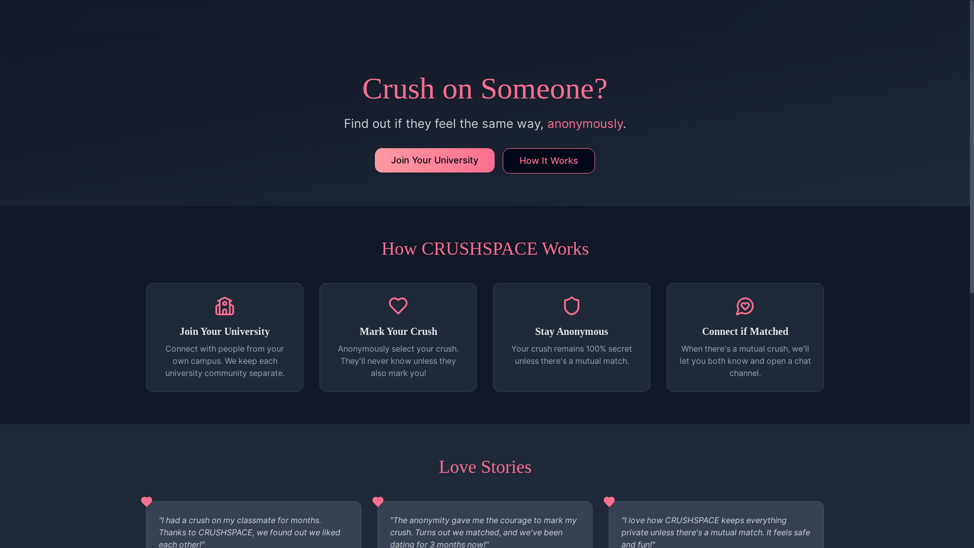 website screenshot of https://crushspace.social/