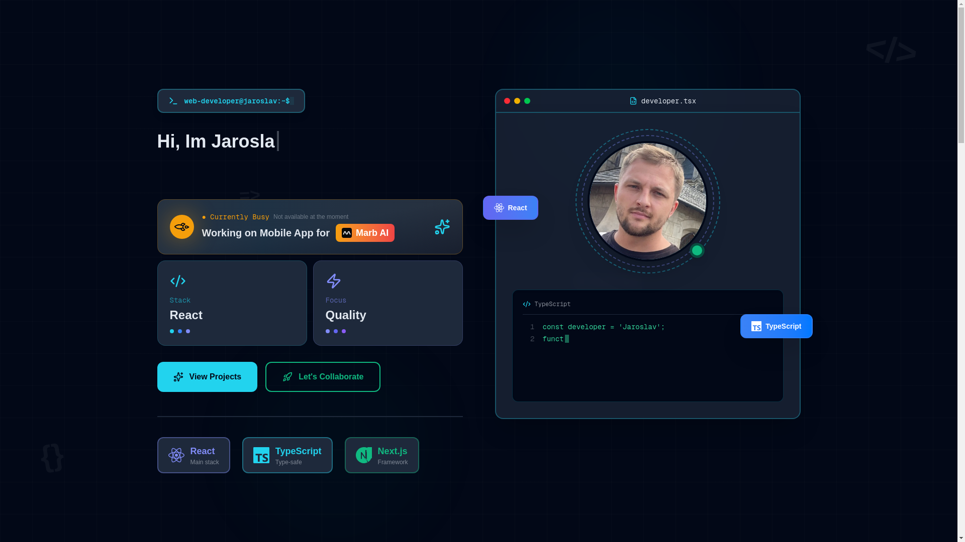 website screenshot of https://jaroslavsafar.cz/