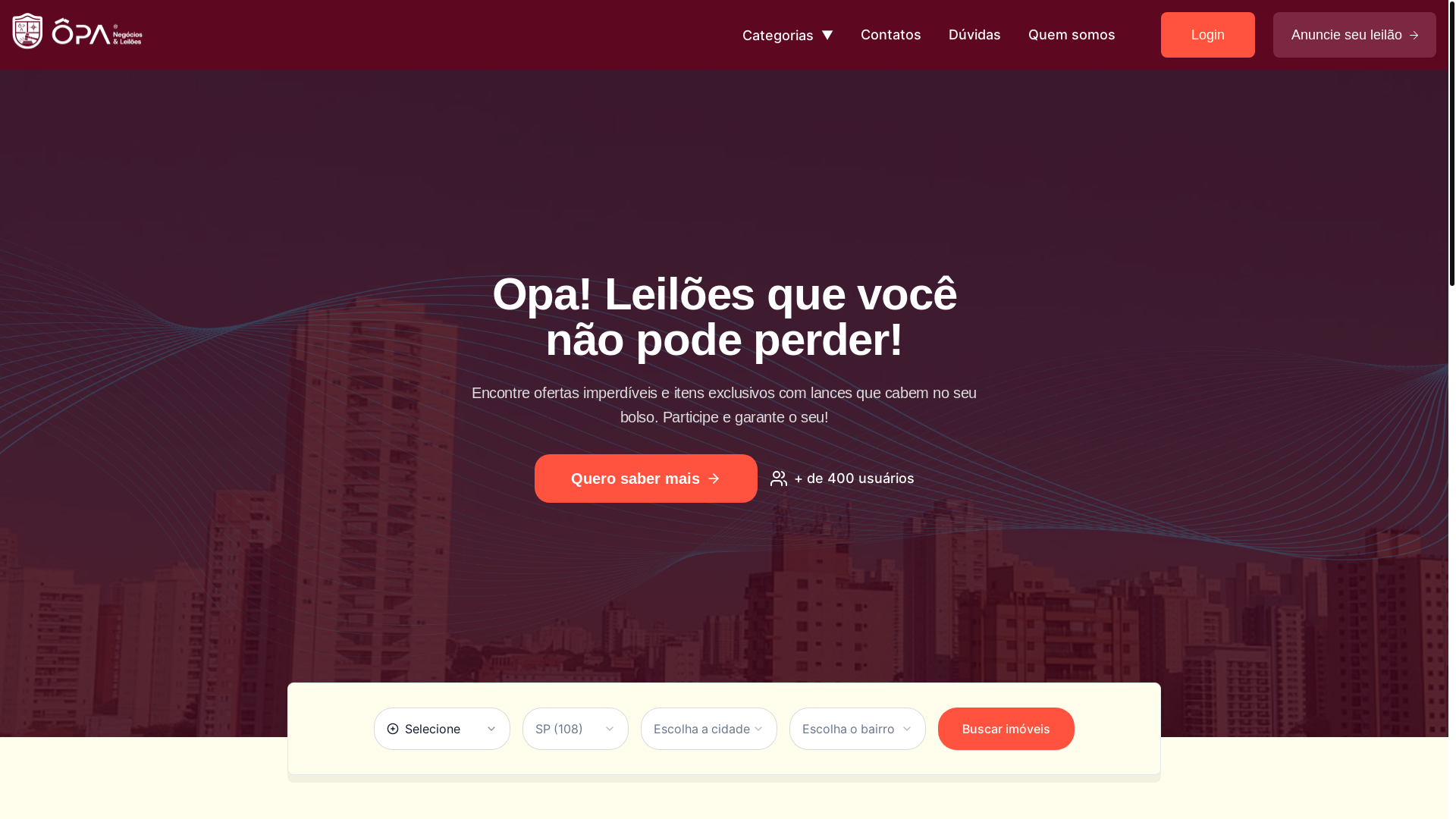 website screenshot of https://opanegocios.com.br/
