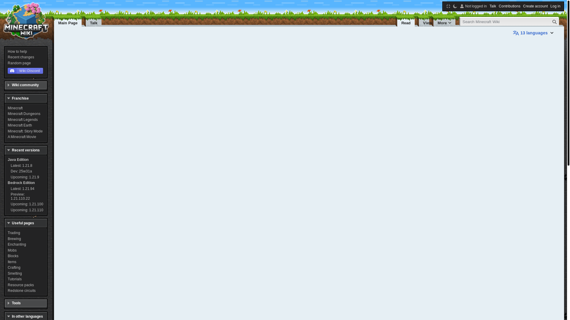 website screenshot of https://minecraft.wiki/