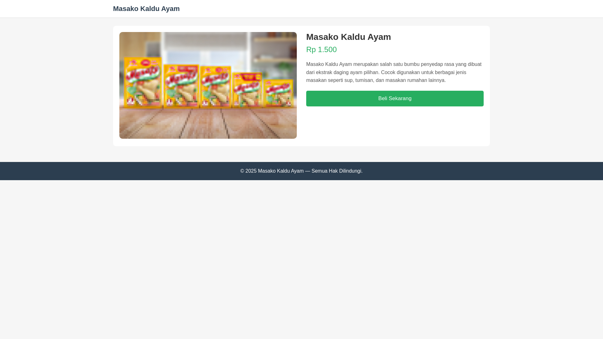website screenshot of https://masako-kaldu-ayam.com/