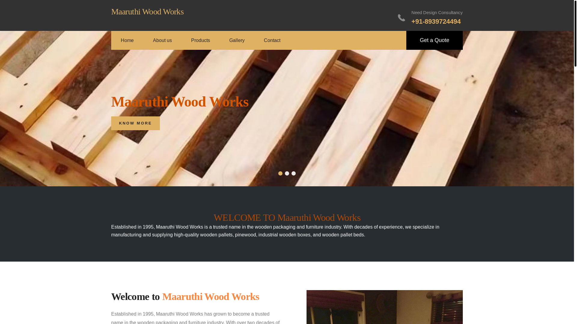 website screenshot of https://maaruthiwoodworks.in/