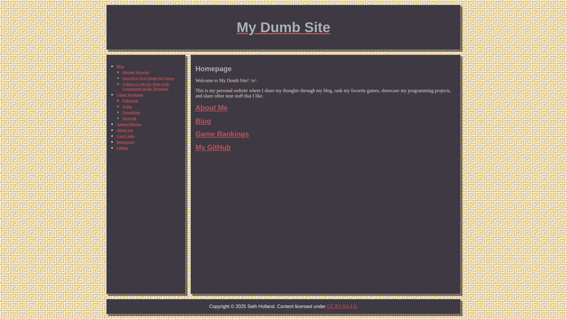website screenshot of https://mydumbsite.net/