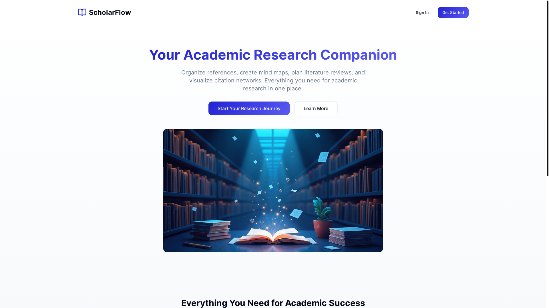 website screenshot of https://scholar-flow.com/