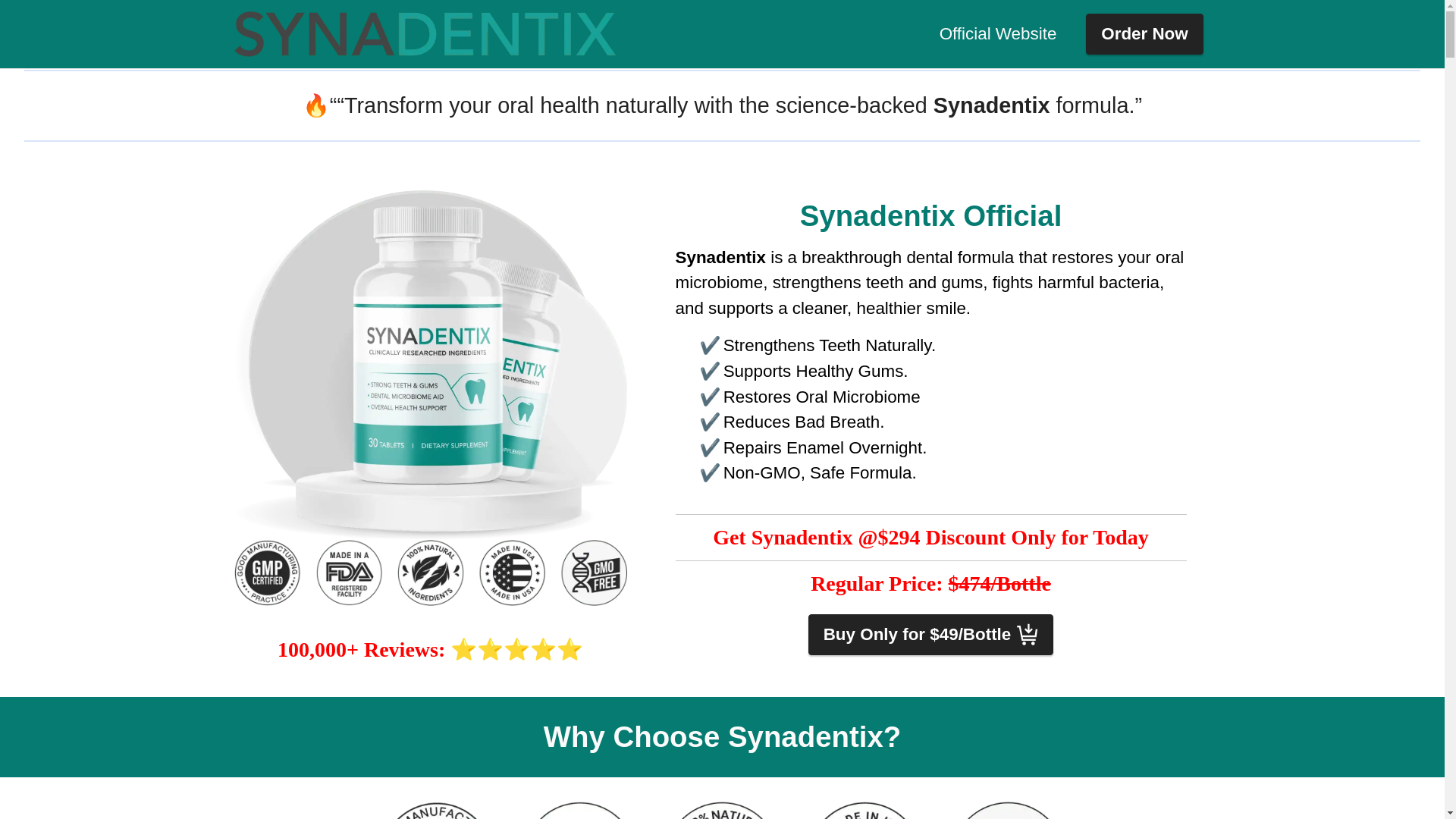 website screenshot of https://trysynadentix.com/