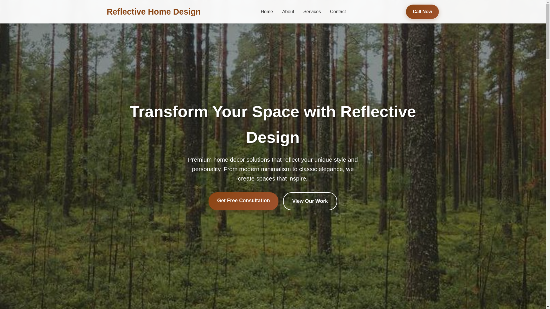 website screenshot of https://reflectivehomedesign.digital/