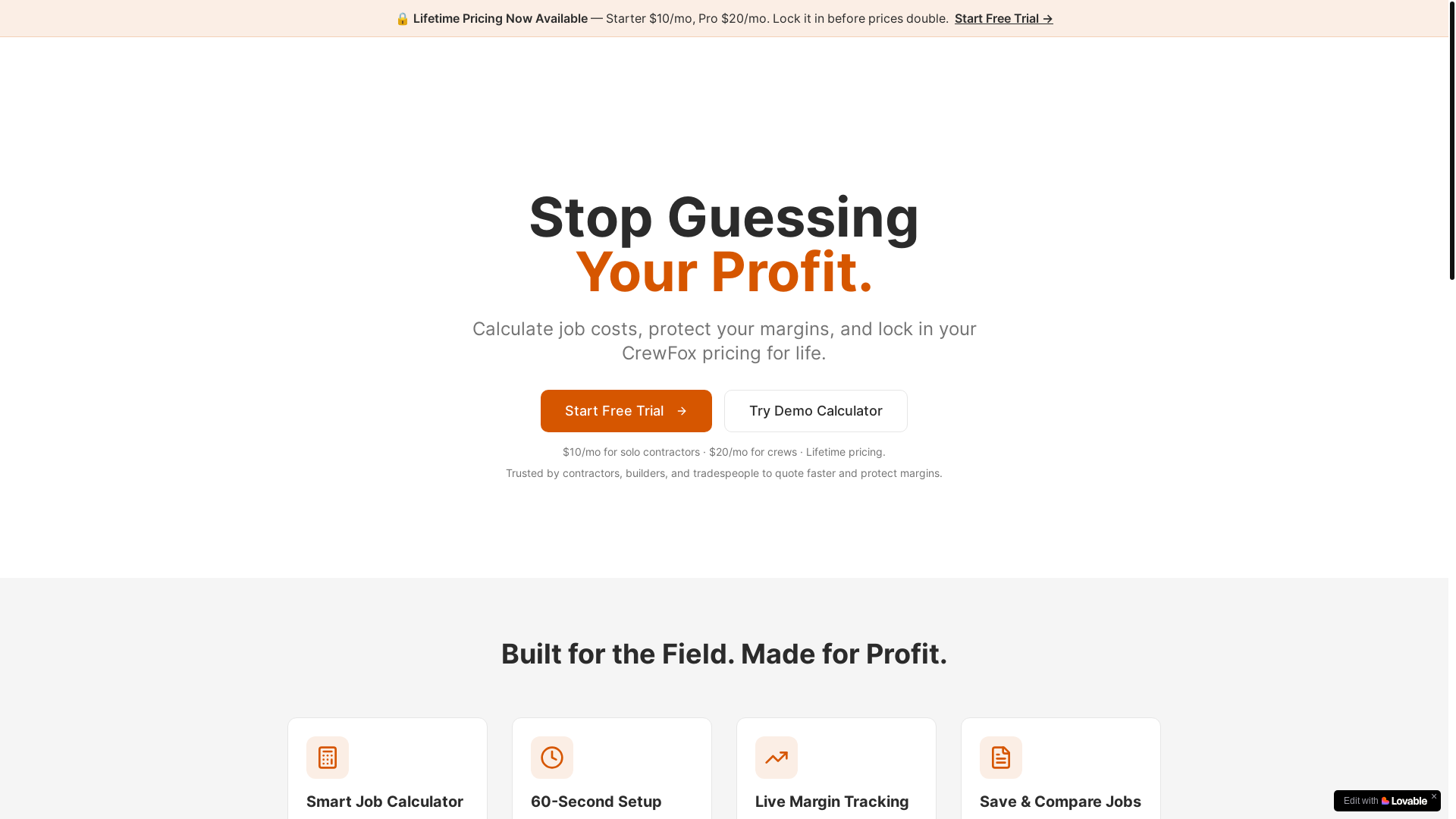website screenshot of https://crewfox.app/