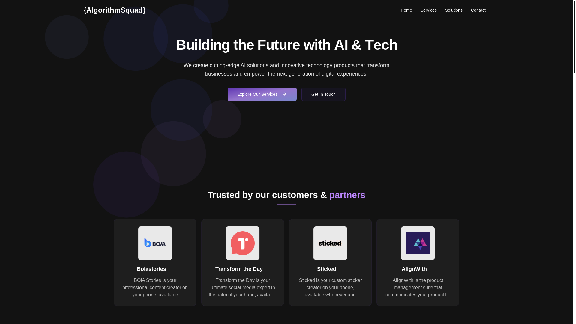 website screenshot of https://algorithmsquadwebsite.pages.dev/