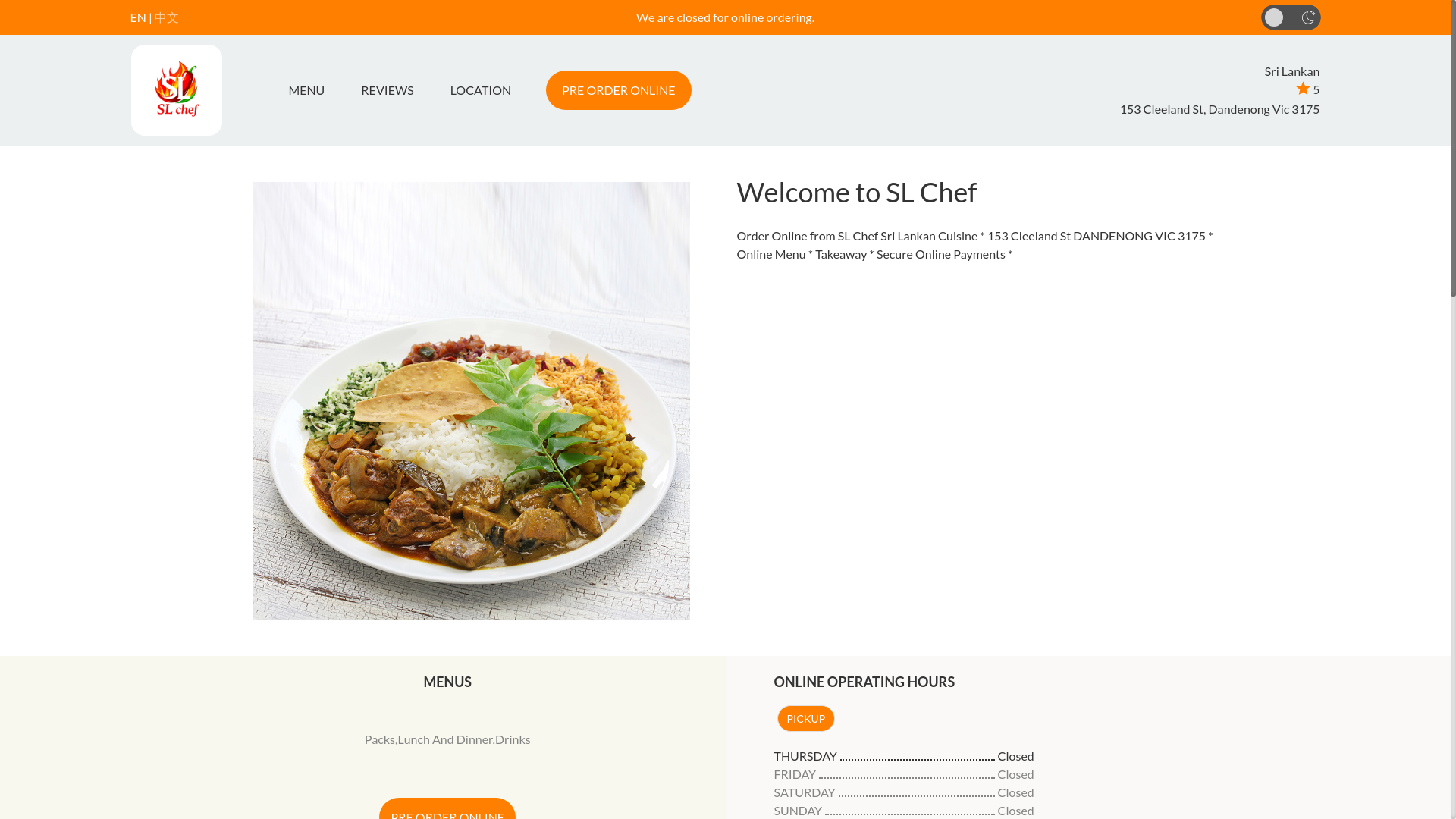 website screenshot of https://slchef.com.au/