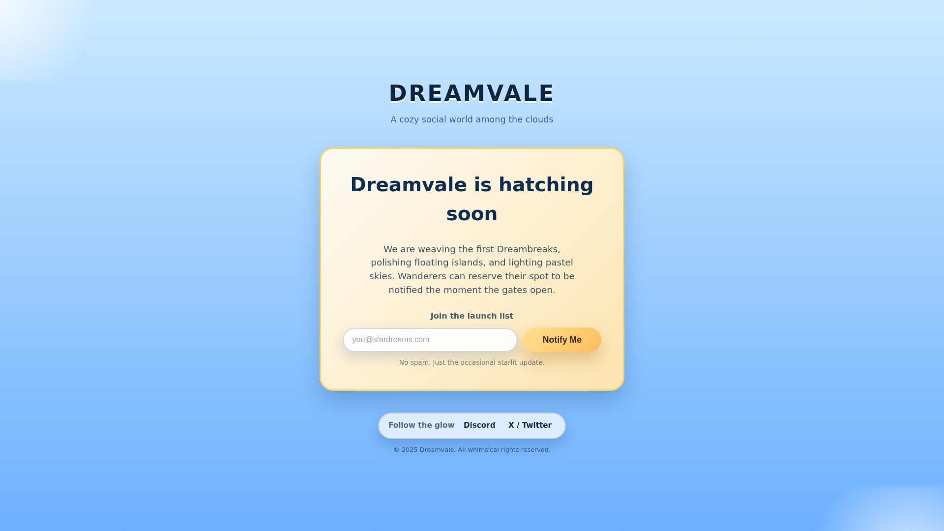 website screenshot of https://dreamvale.pages.dev/