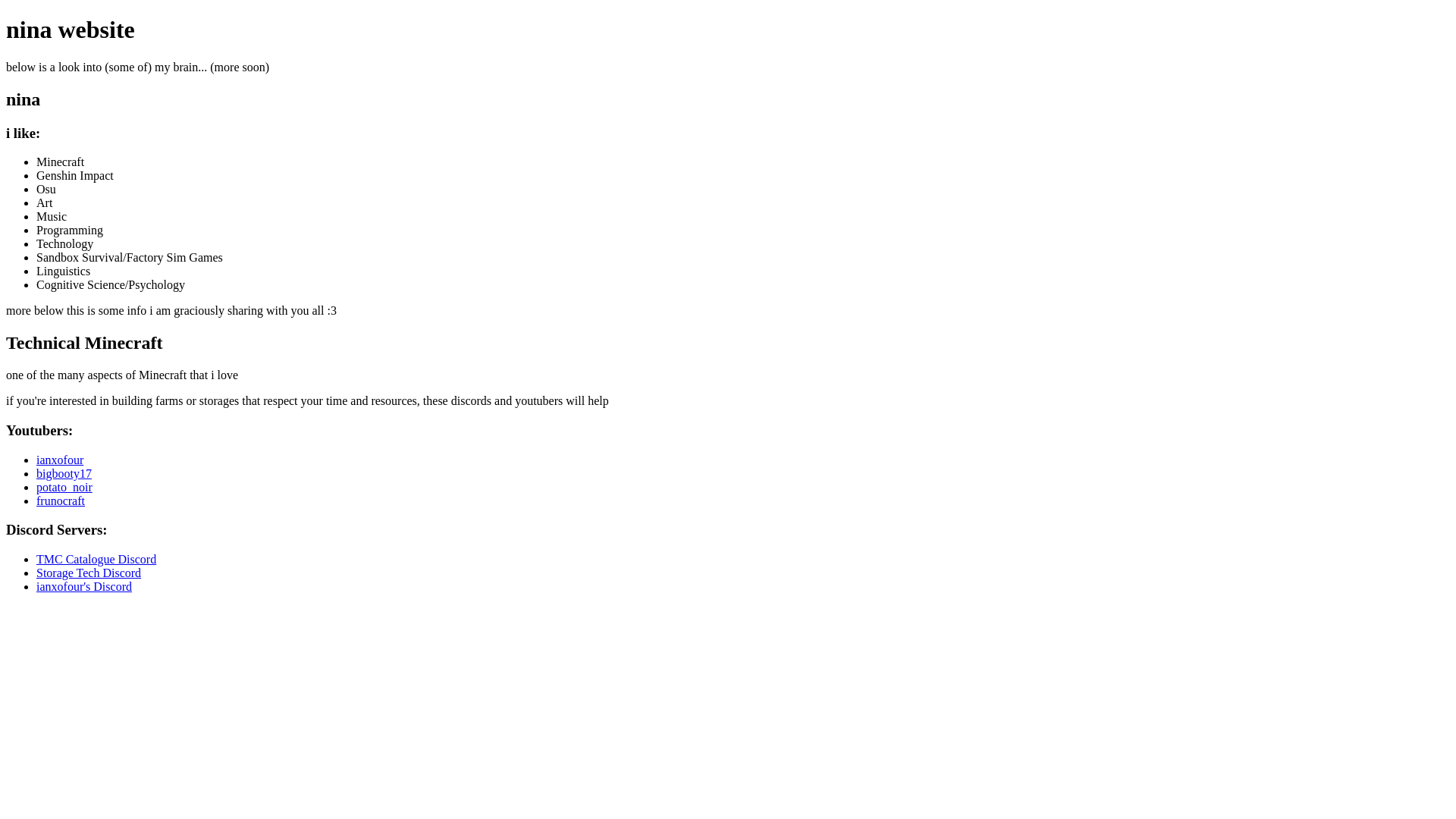 website screenshot of https://ninaonline.ca/