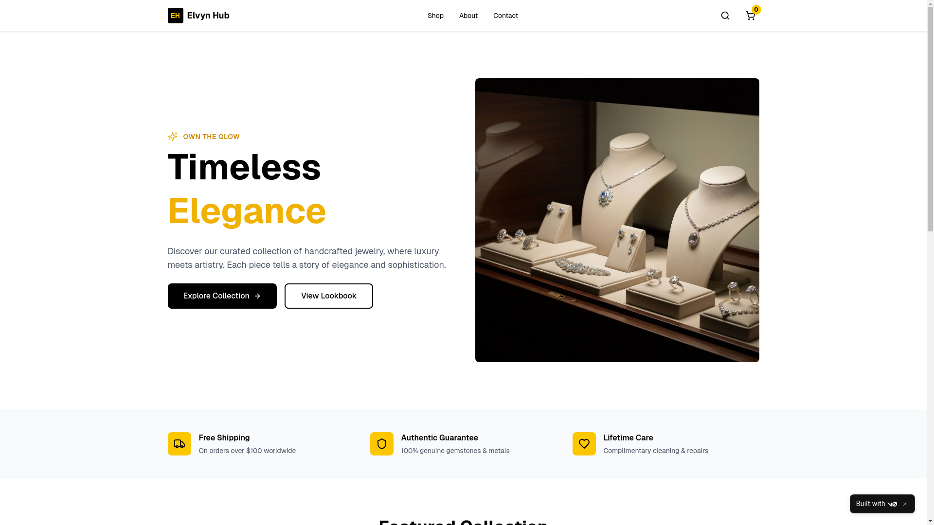 website screenshot of https://elvynhub.store/