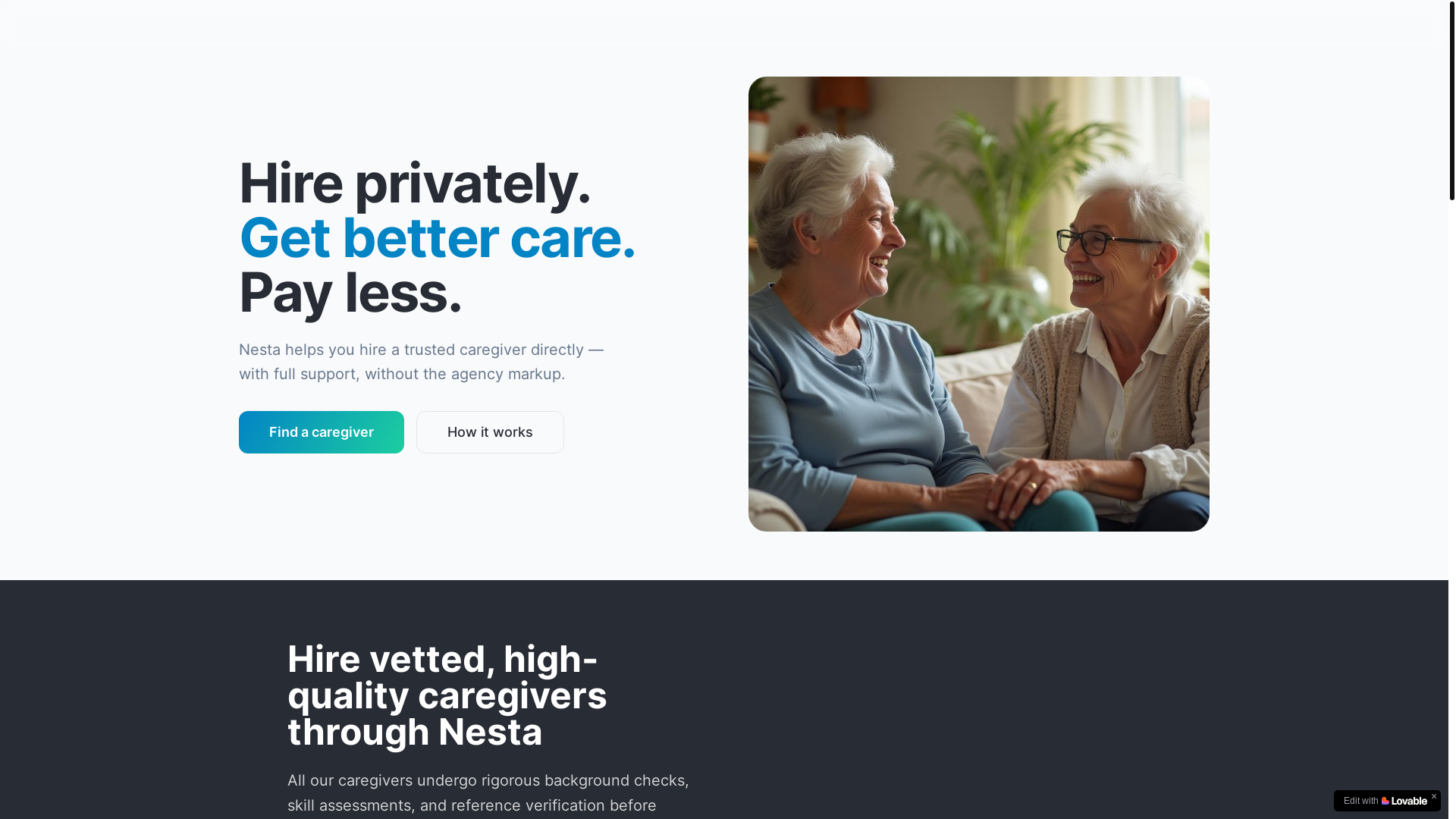 website screenshot of https://nestahomecare.com/