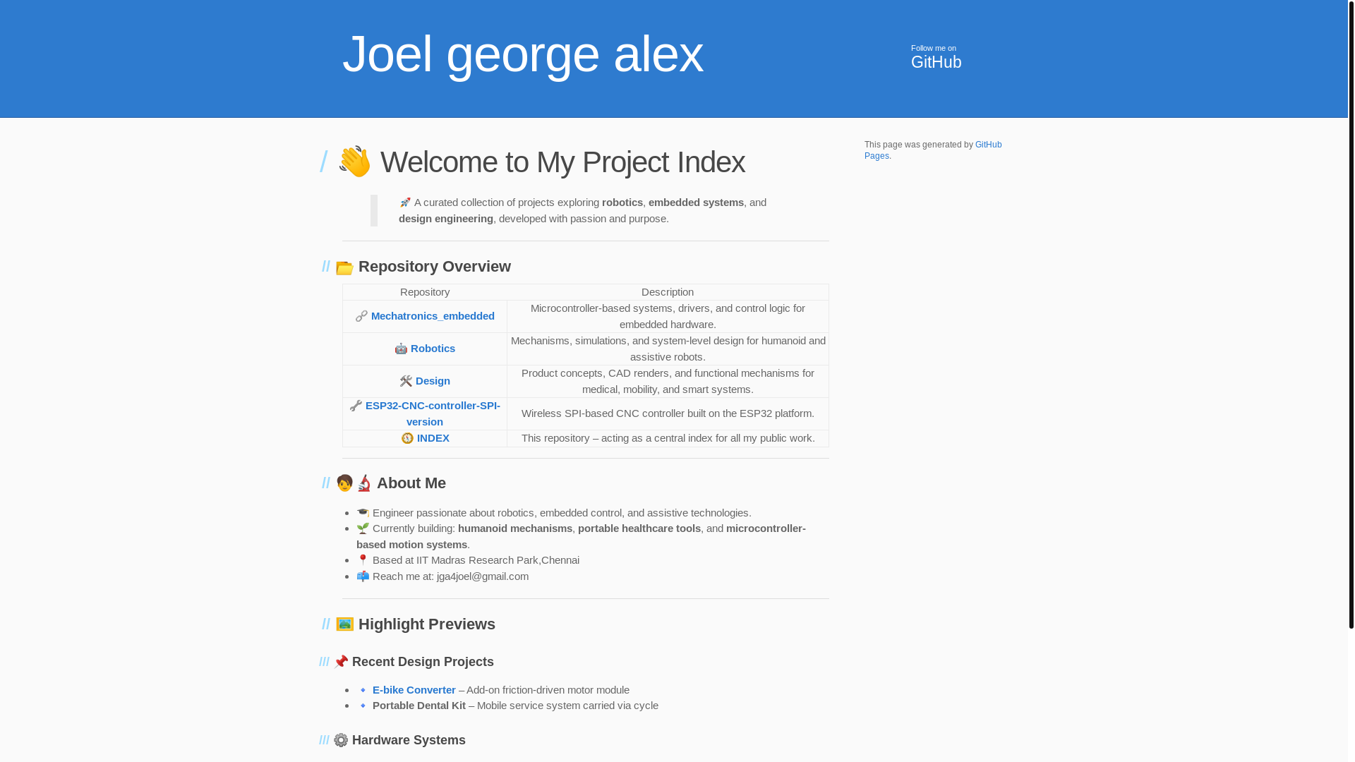 website screenshot of https://joelgeorgealex.space/