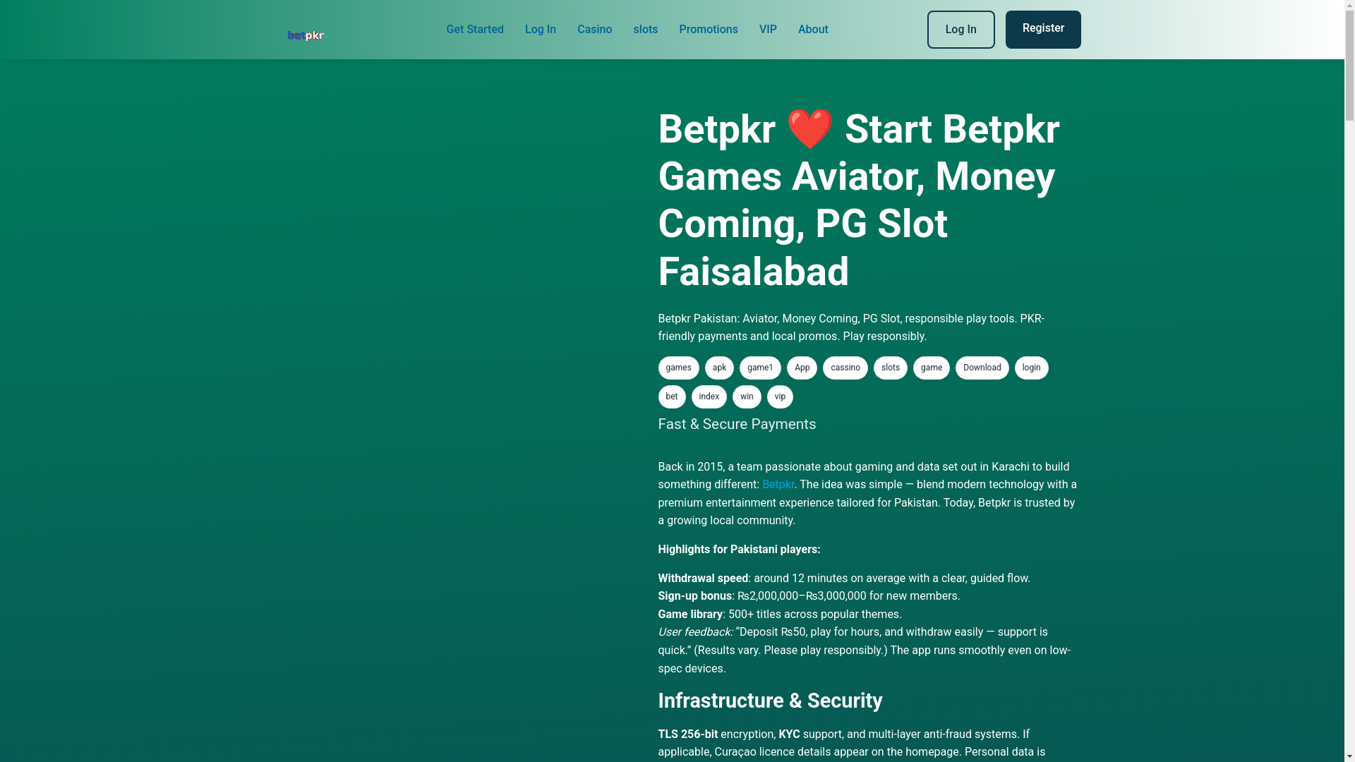 website screenshot of https://betpkrslots.com/