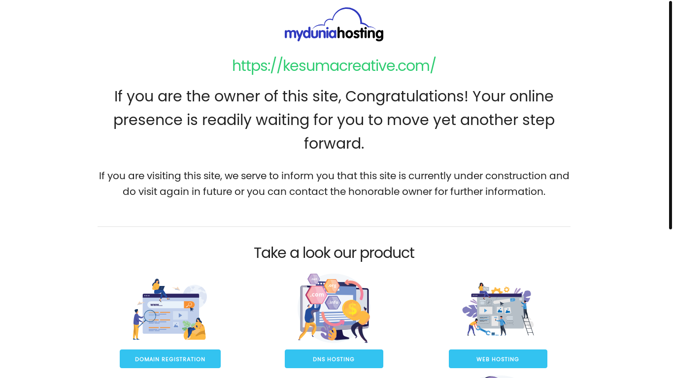 website screenshot of https://kesumacreative.com/