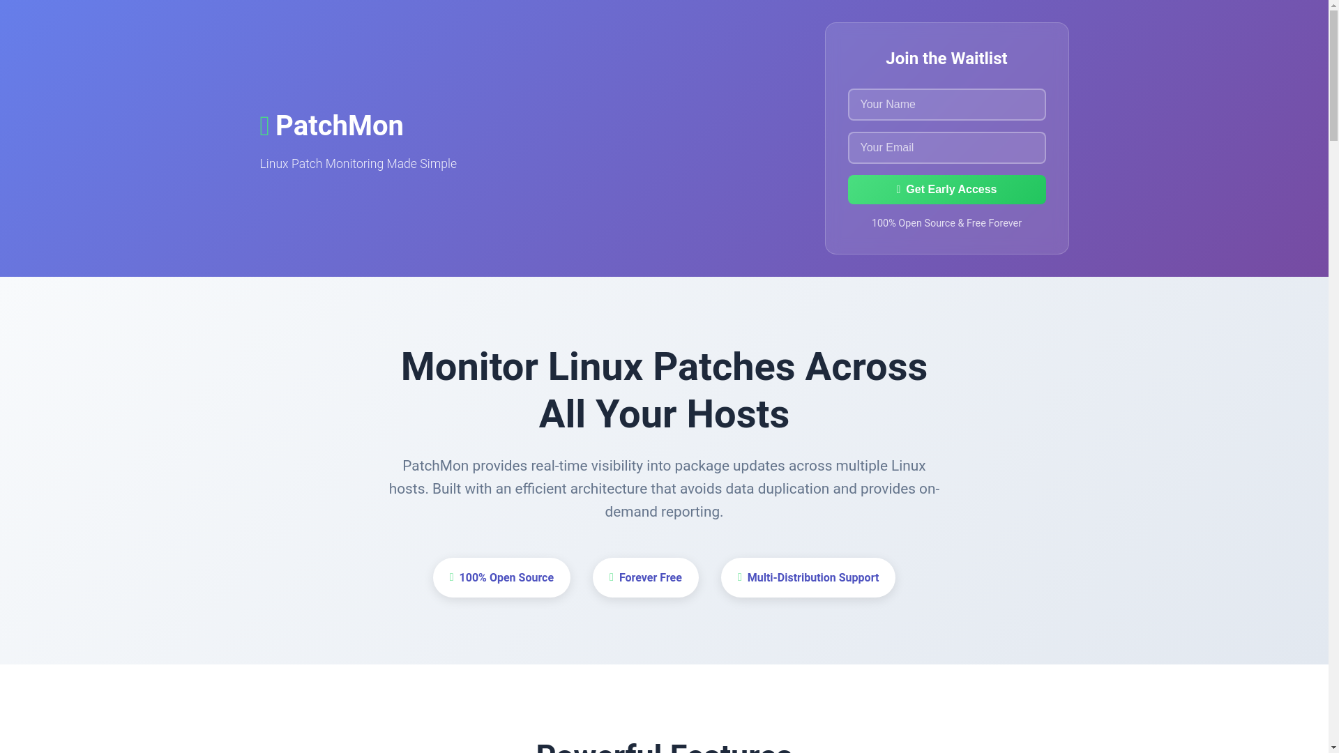 website screenshot of https://patchmon.net/
