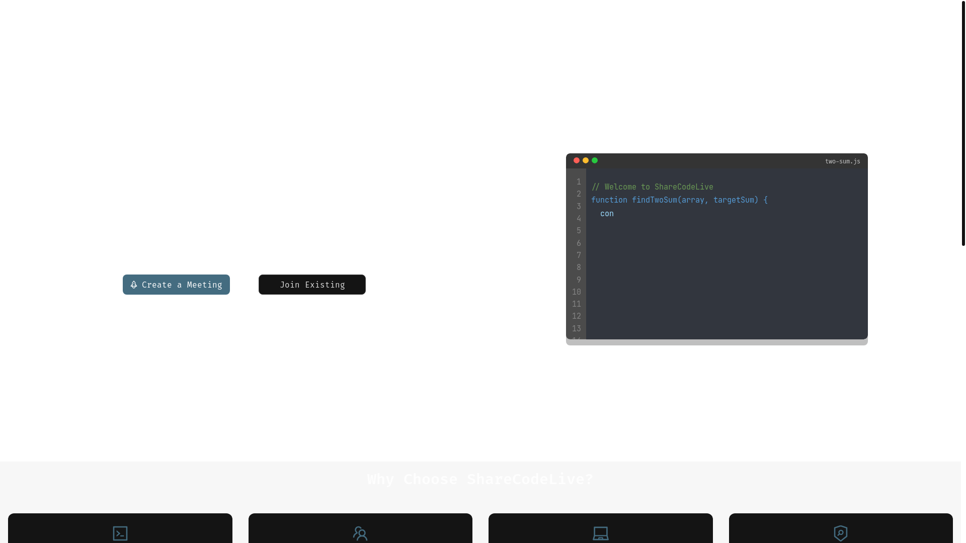 website screenshot of https://share-code-live-next.pages.dev/