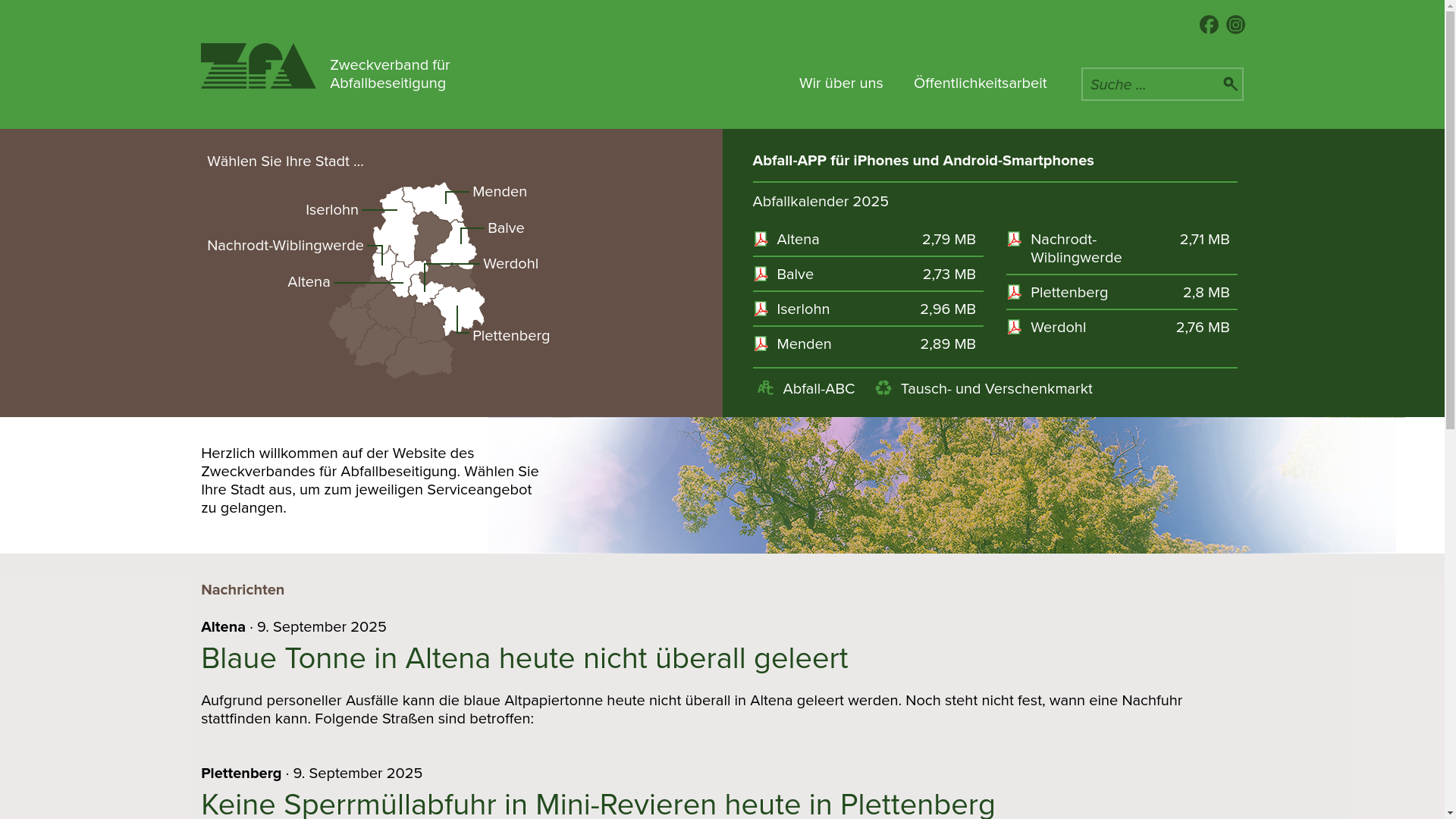 website screenshot of https://www.zfa-iserlohn.de/
