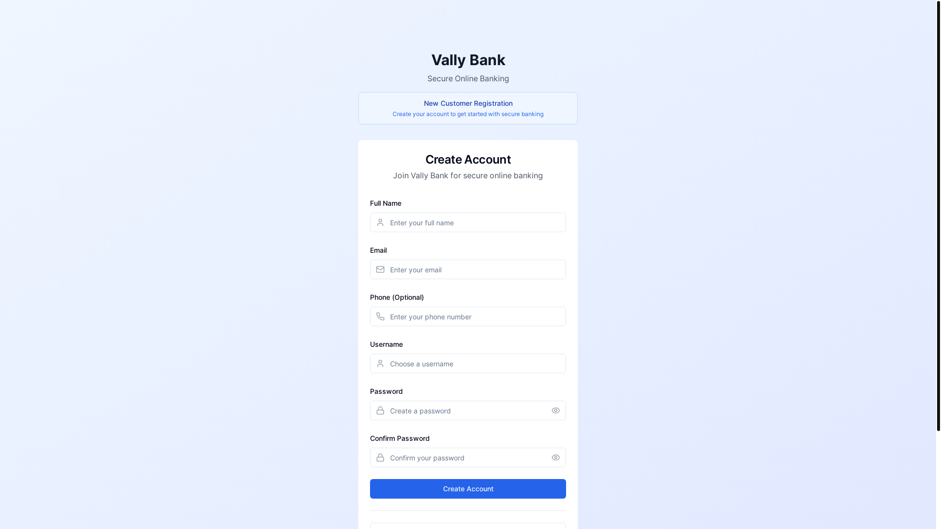 website screenshot of https://vallybank.org/
