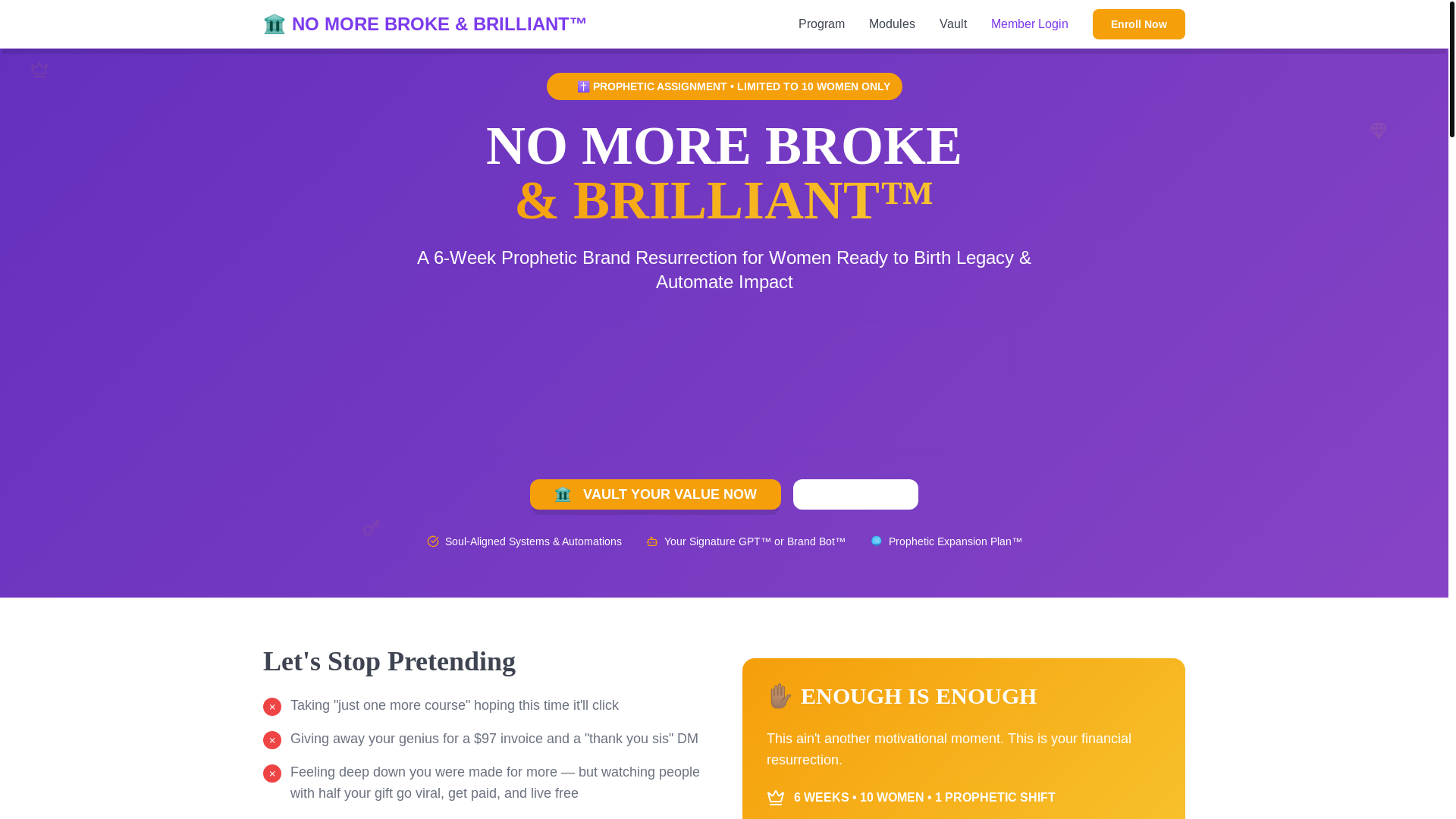 website screenshot of https://nomorebrokeandbrilliant.com/