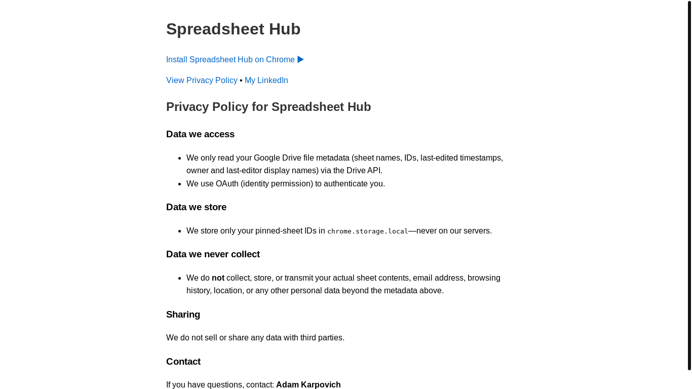 website screenshot of https://googlesheet-extension.pages.dev/