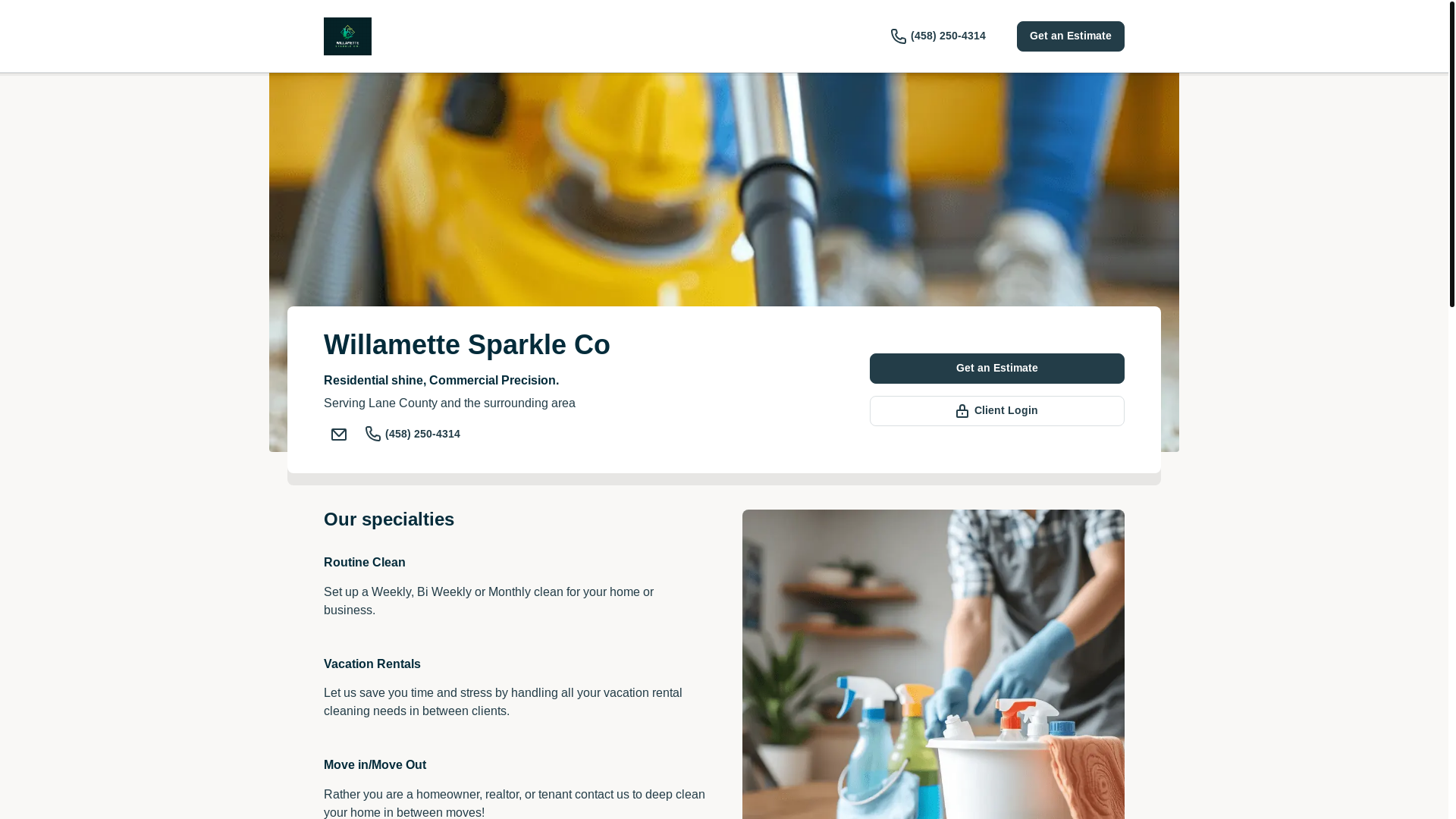 website screenshot of https://willamettesparkleco.com/