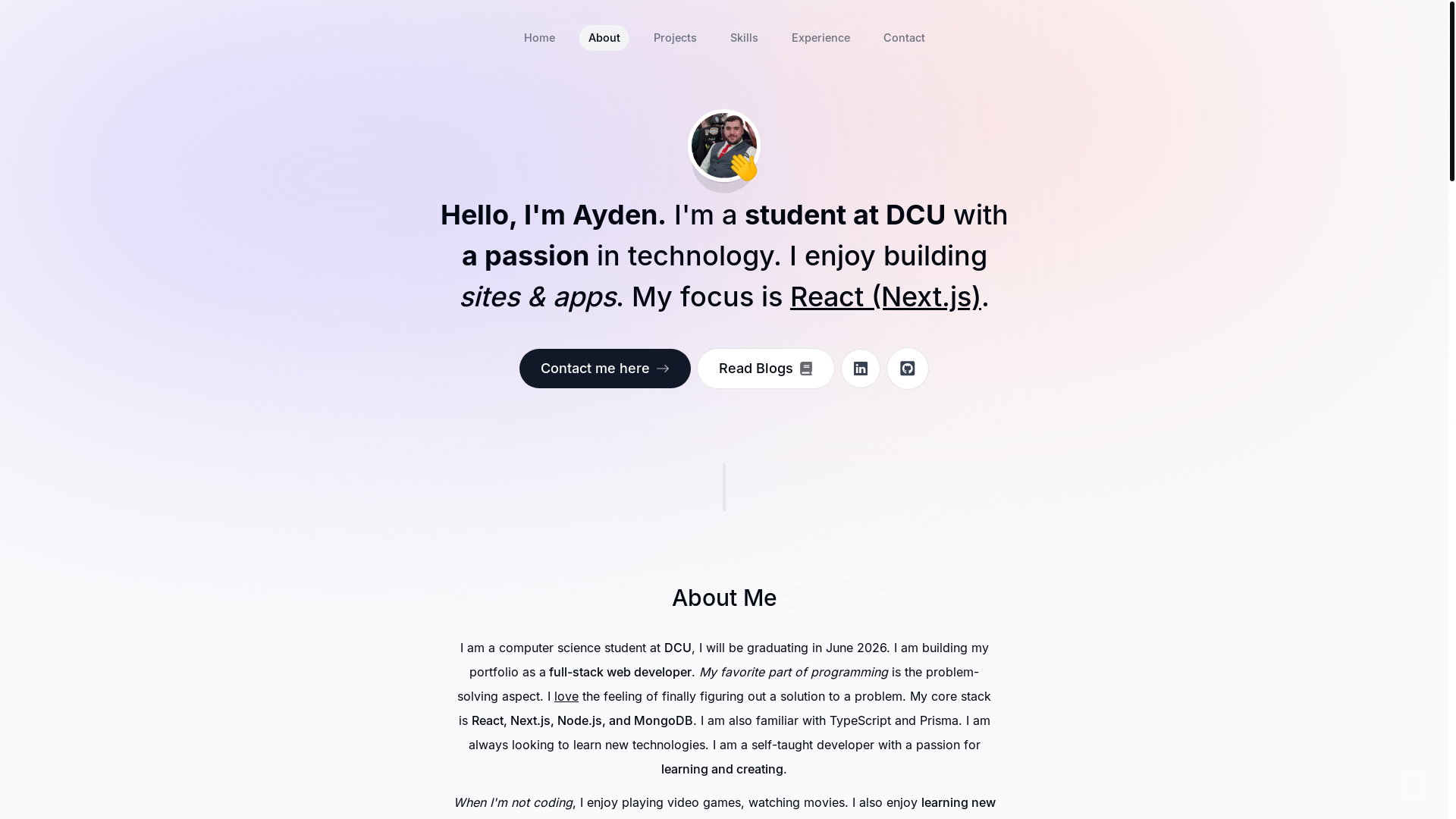 website screenshot of https://aydenjahola.com/