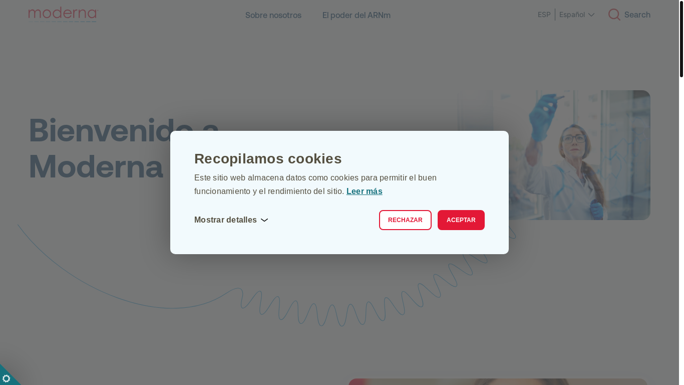 website screenshot of https://modernatx.com