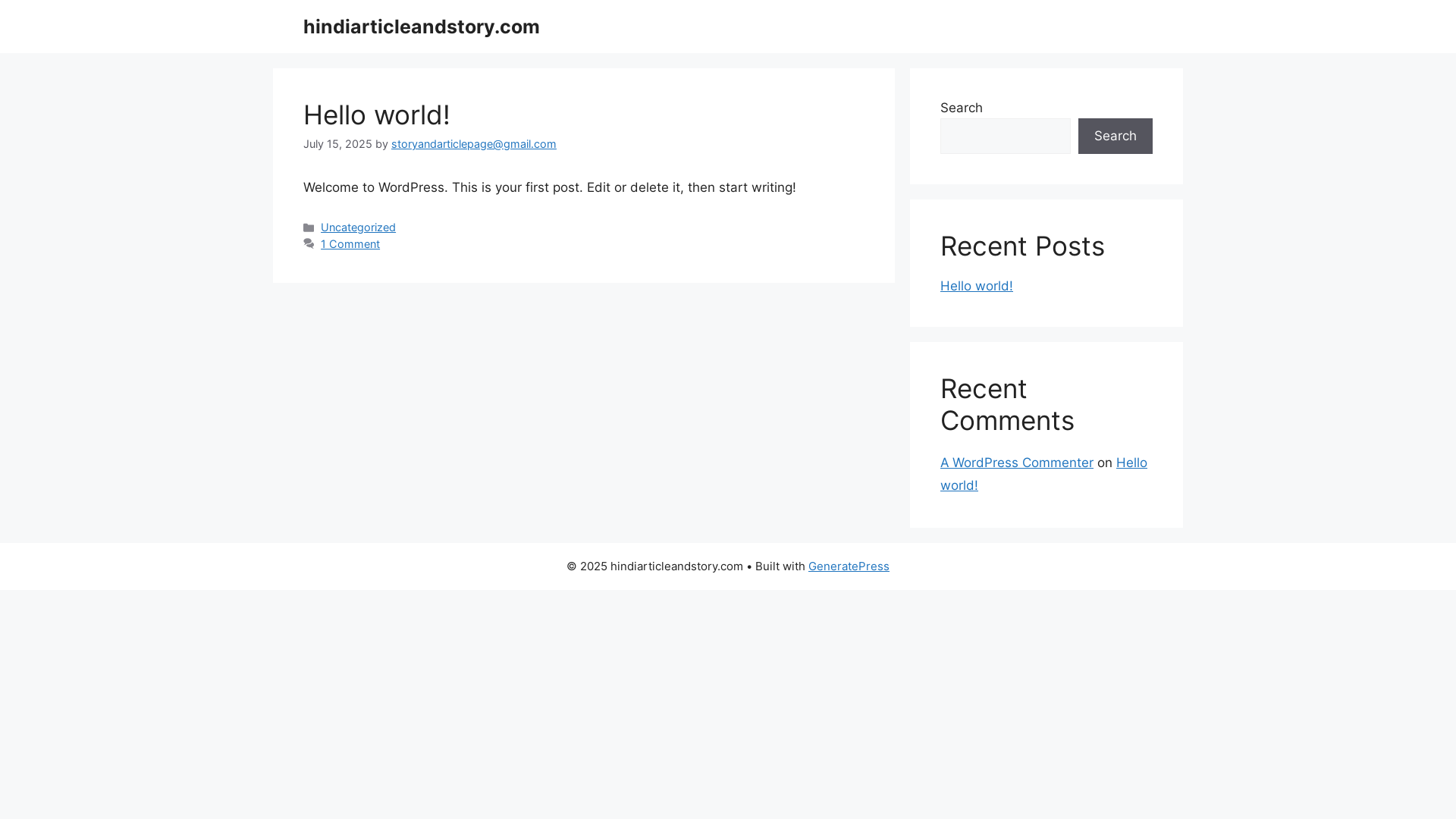 website screenshot of https://hindiarticleandstory.com/