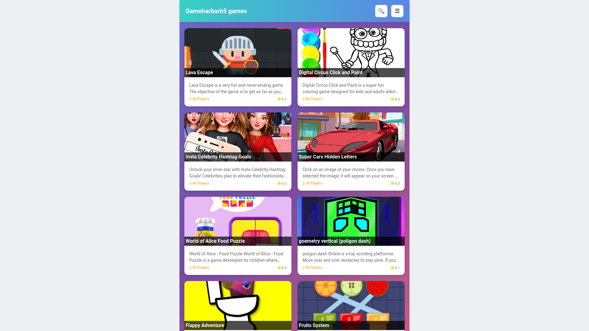 website screenshot of https://gameharborh5.top/