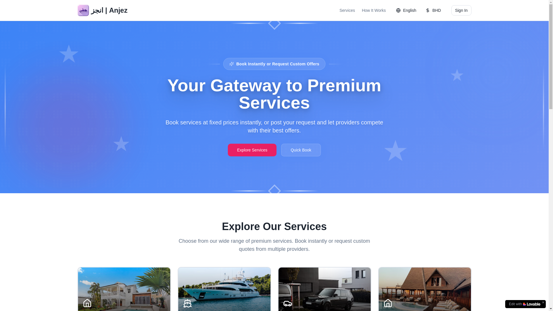 website screenshot of https://anjaz.app/