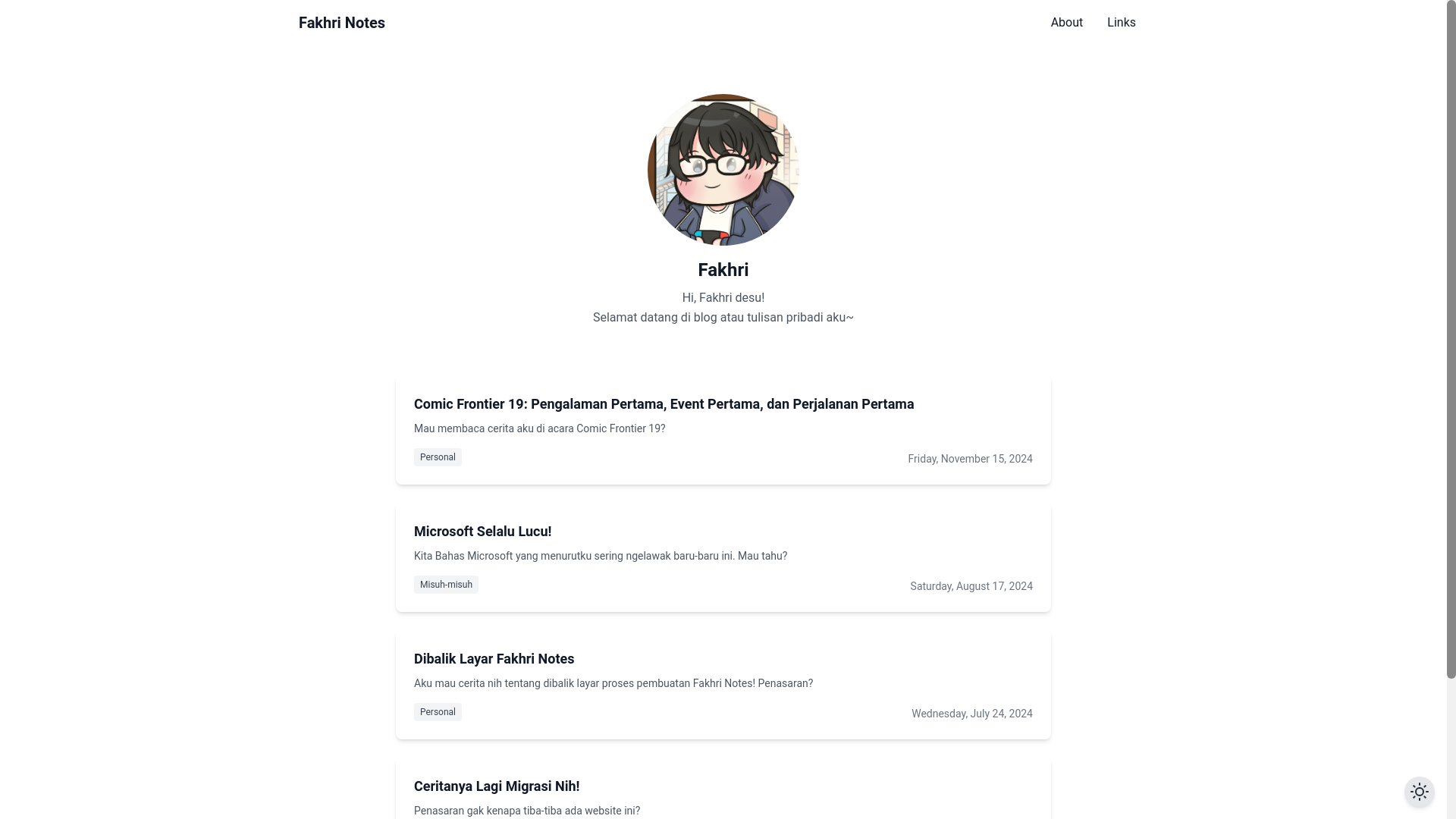 website screenshot of https://fakhrif-blog-with-astro.pages.dev/
