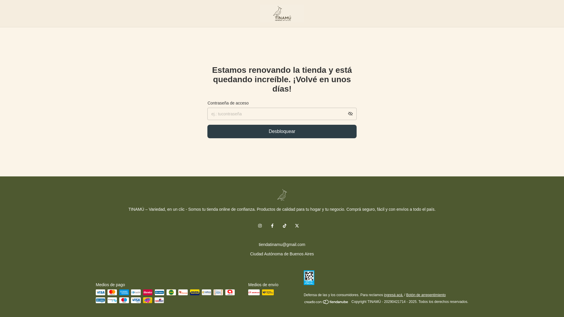 website screenshot of https://tiendatinamu.com.ar/