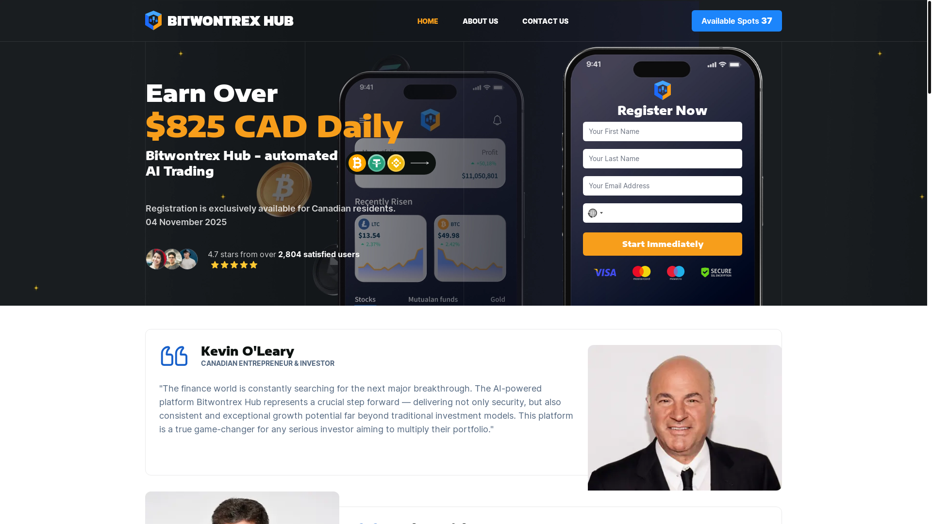website screenshot of https://bitwontrex-hub.net/
