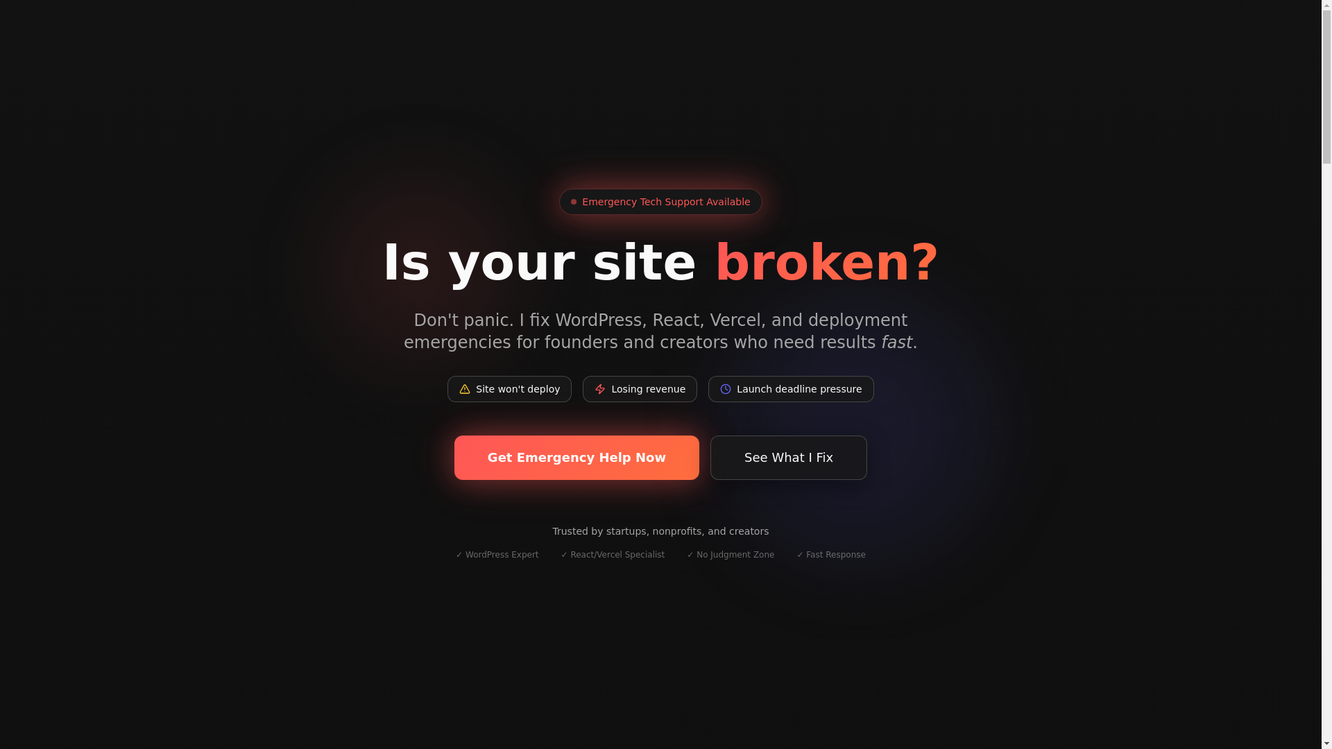 website screenshot of https://calm-code-rescue.pages.dev/