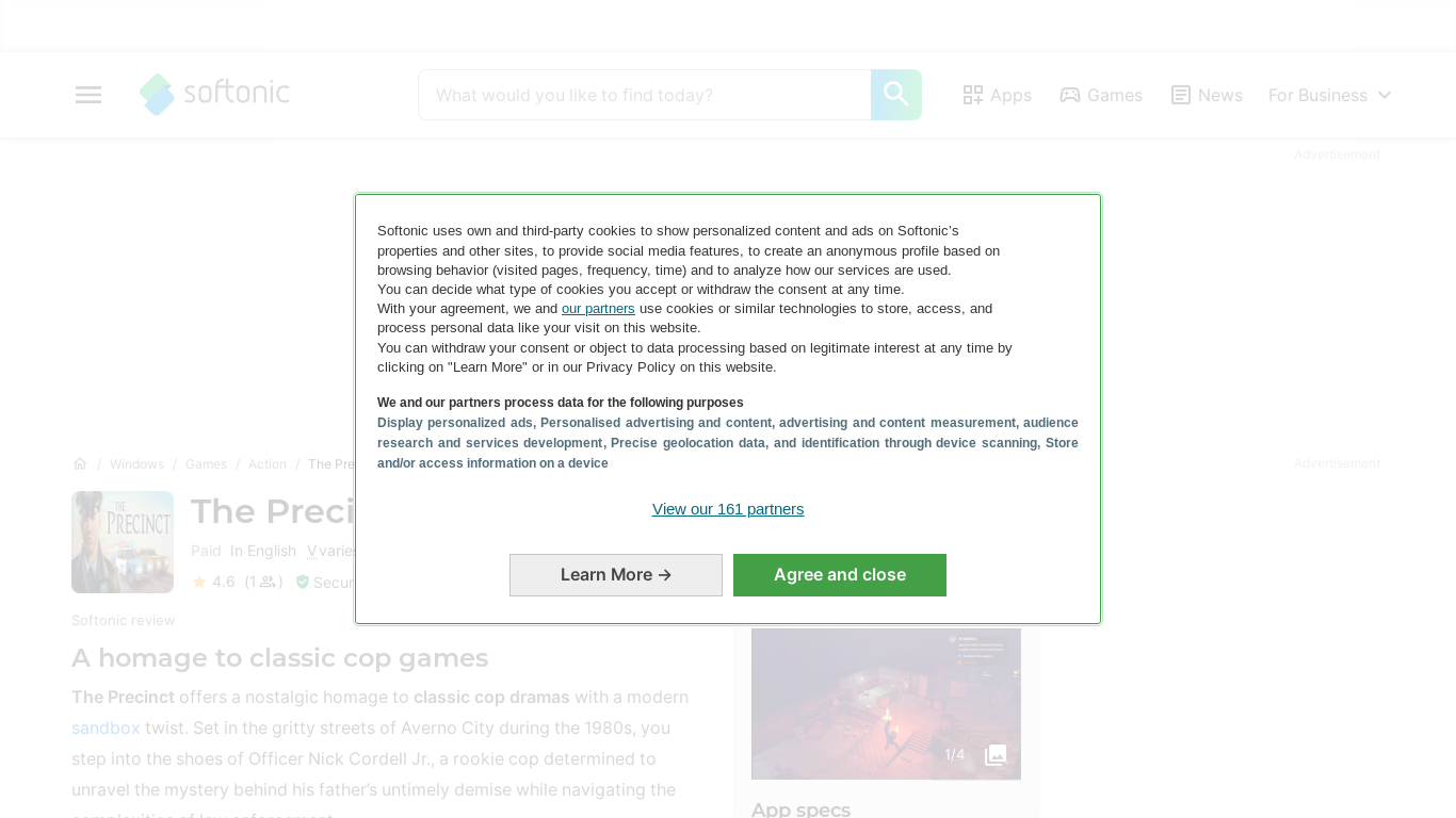 website screenshot of https://the-precinct.en.softonic.com/