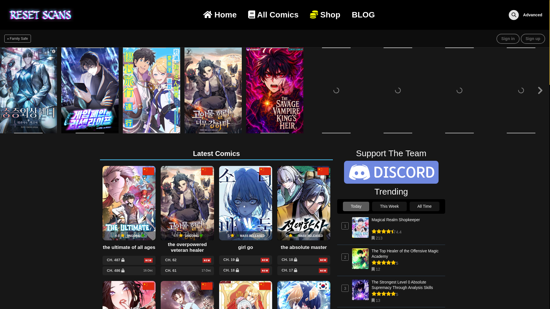 website screenshot of https://reset-scans.co/