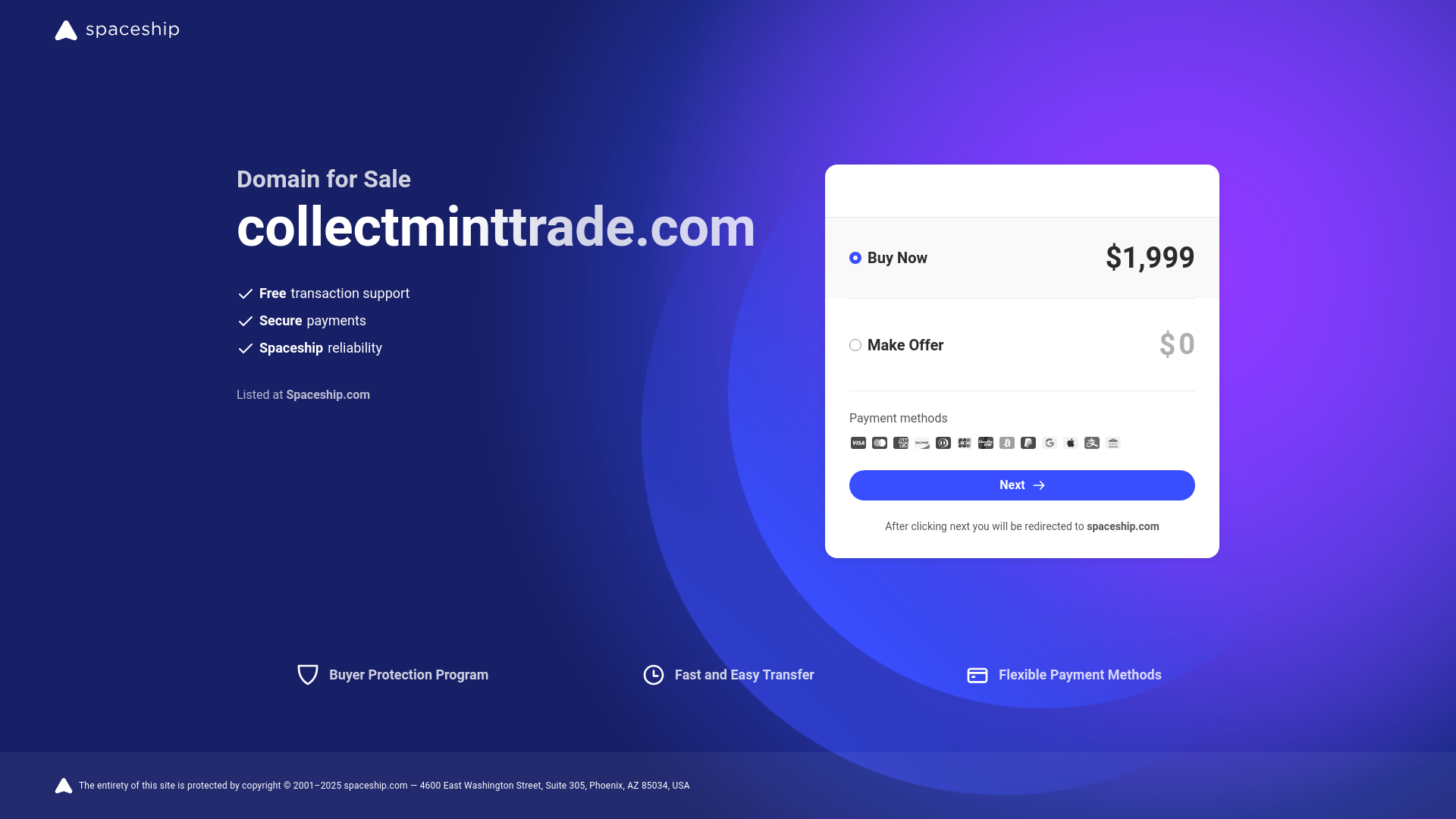 website screenshot of https://collectminttrade.com/