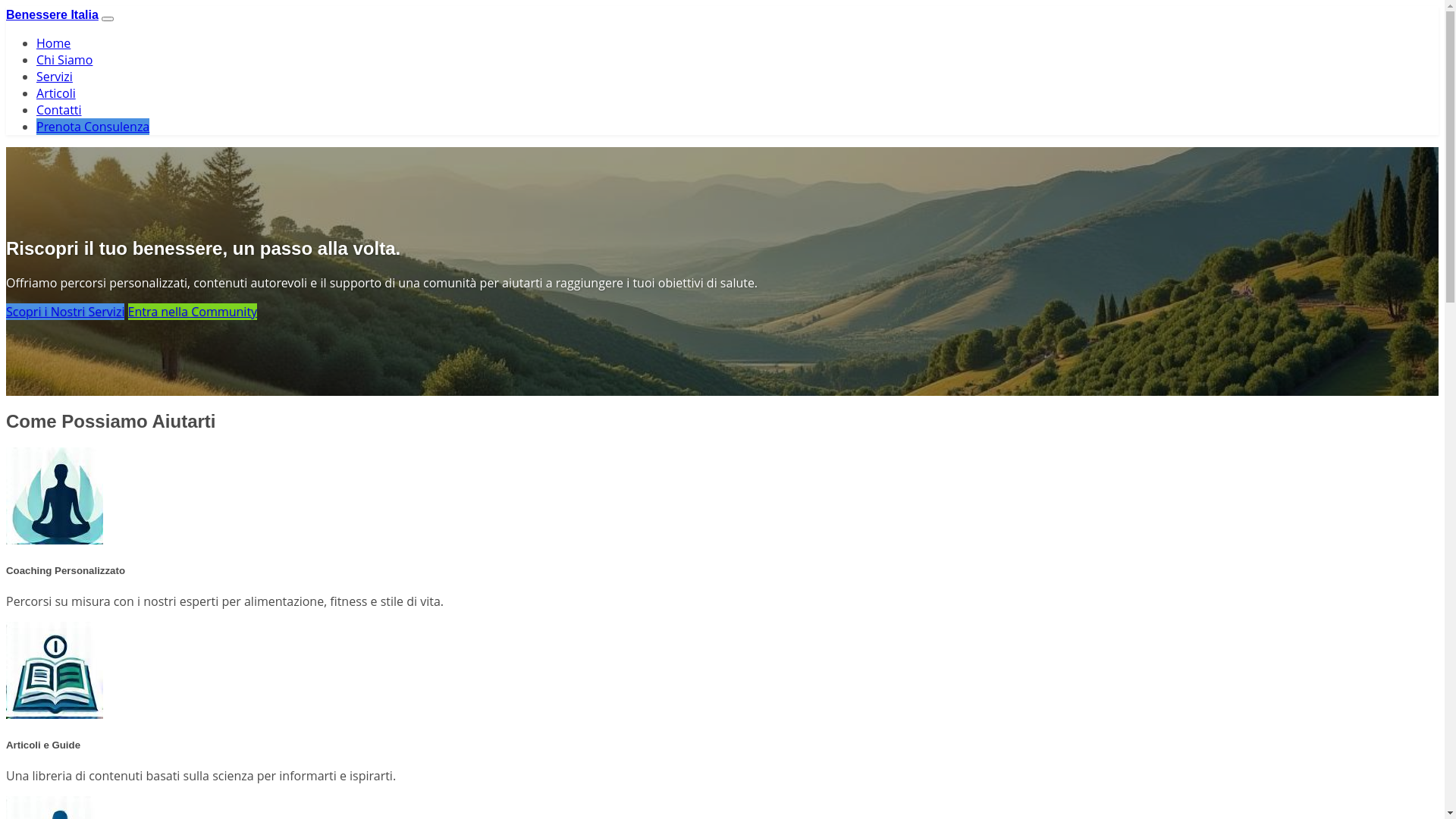 website screenshot of https://benessereitaliaa.com/
