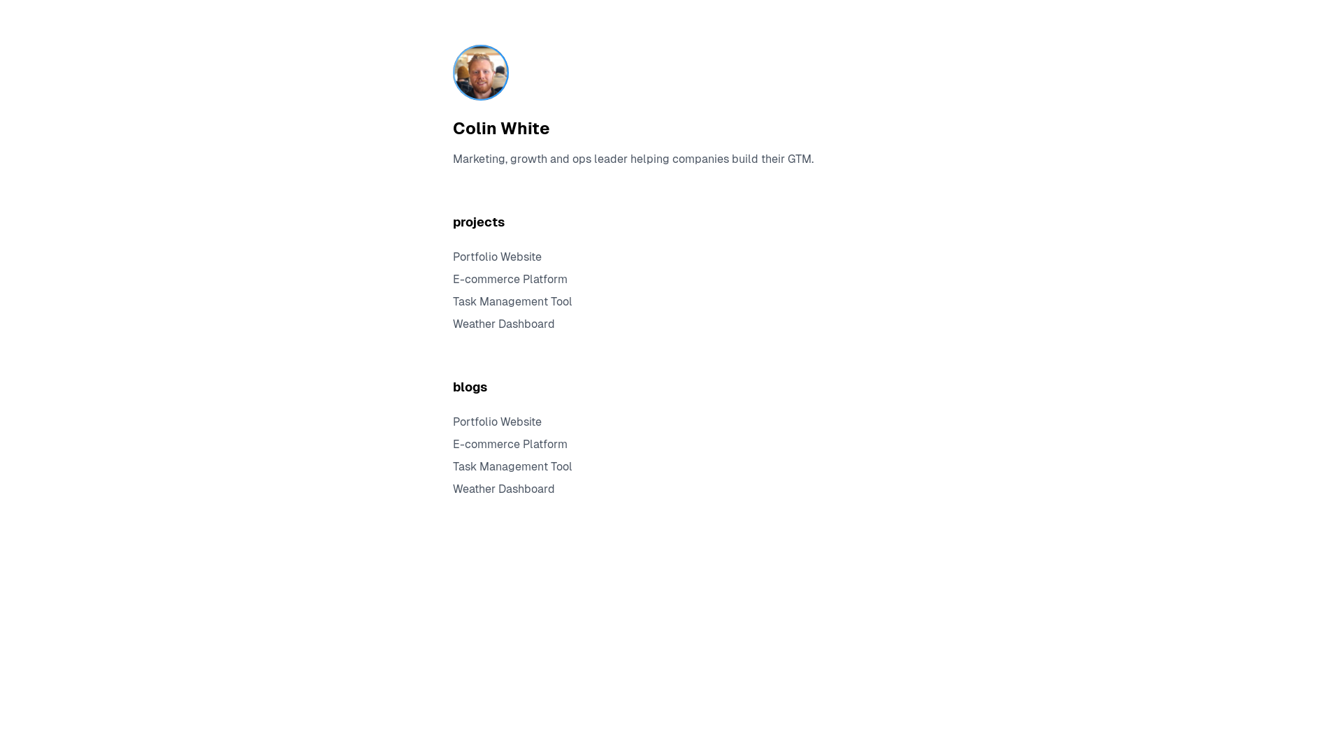 website screenshot of https://colinwhite.fyi/