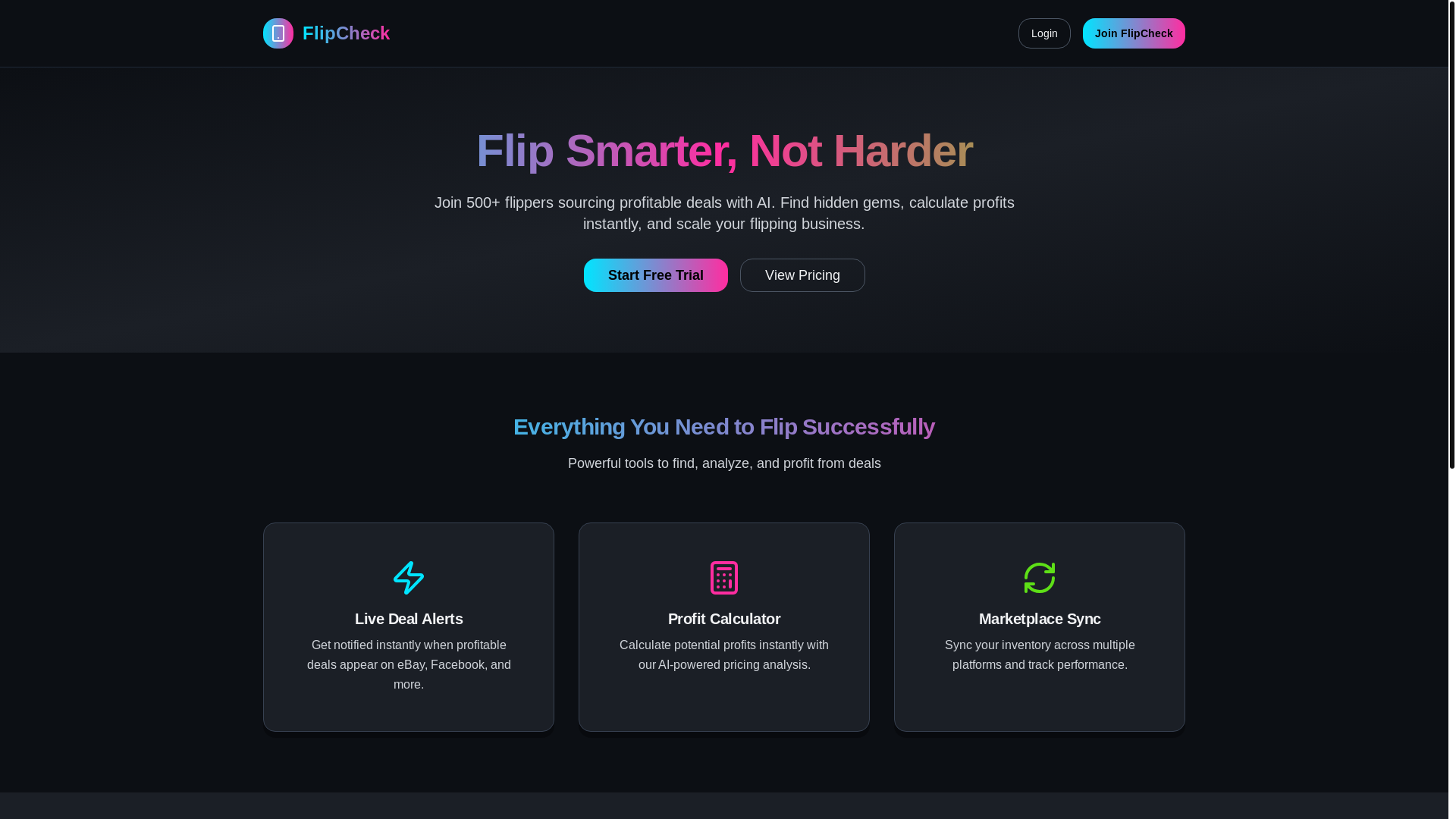 website screenshot of https://flip-check.com/