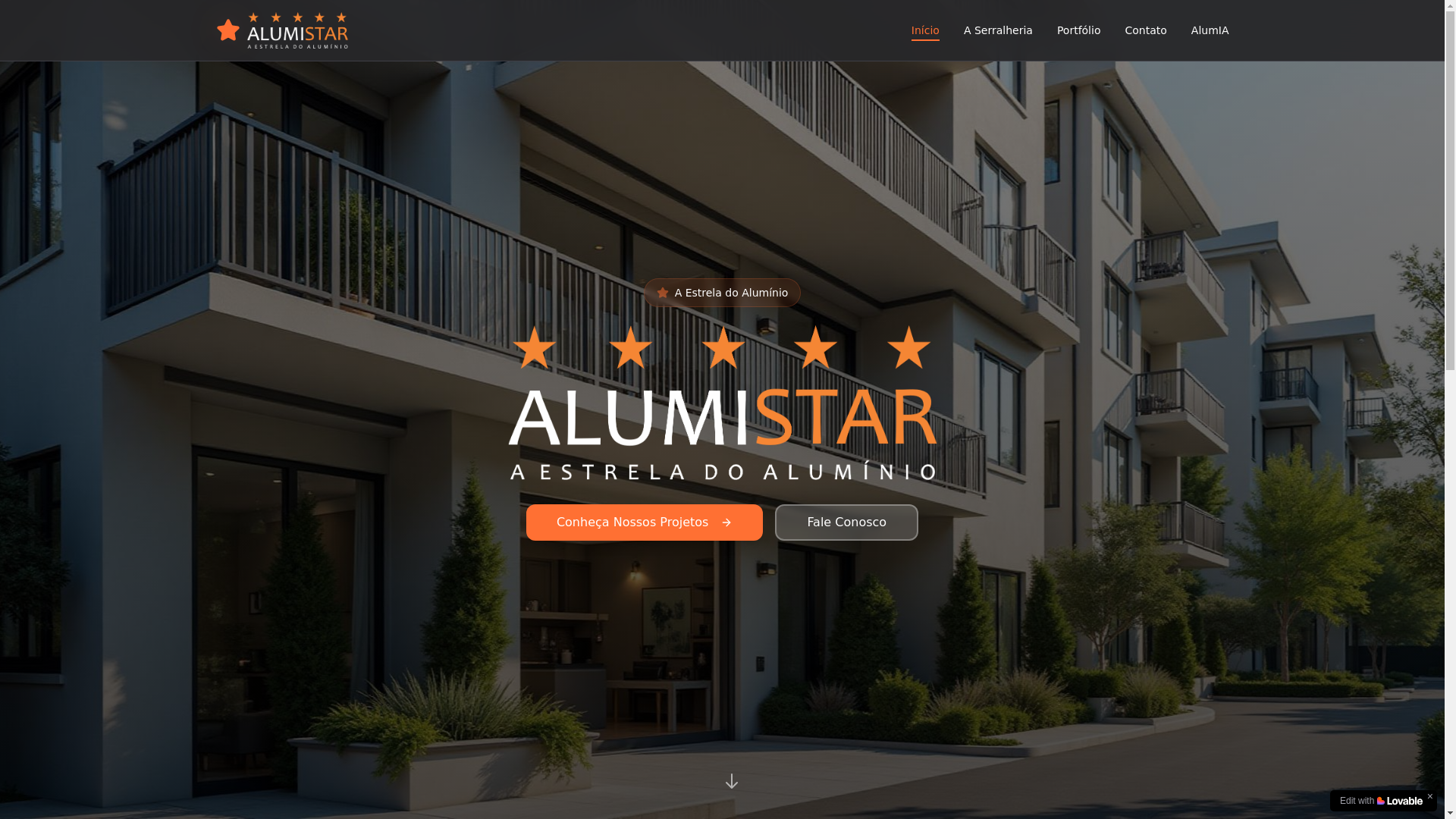 website screenshot of https://alumistarserralheria.com.br/