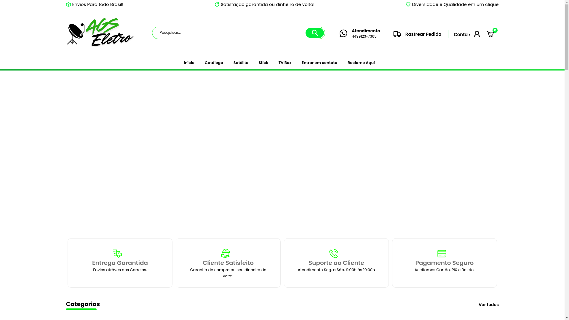 website screenshot of https://agseletroloja.com.br/